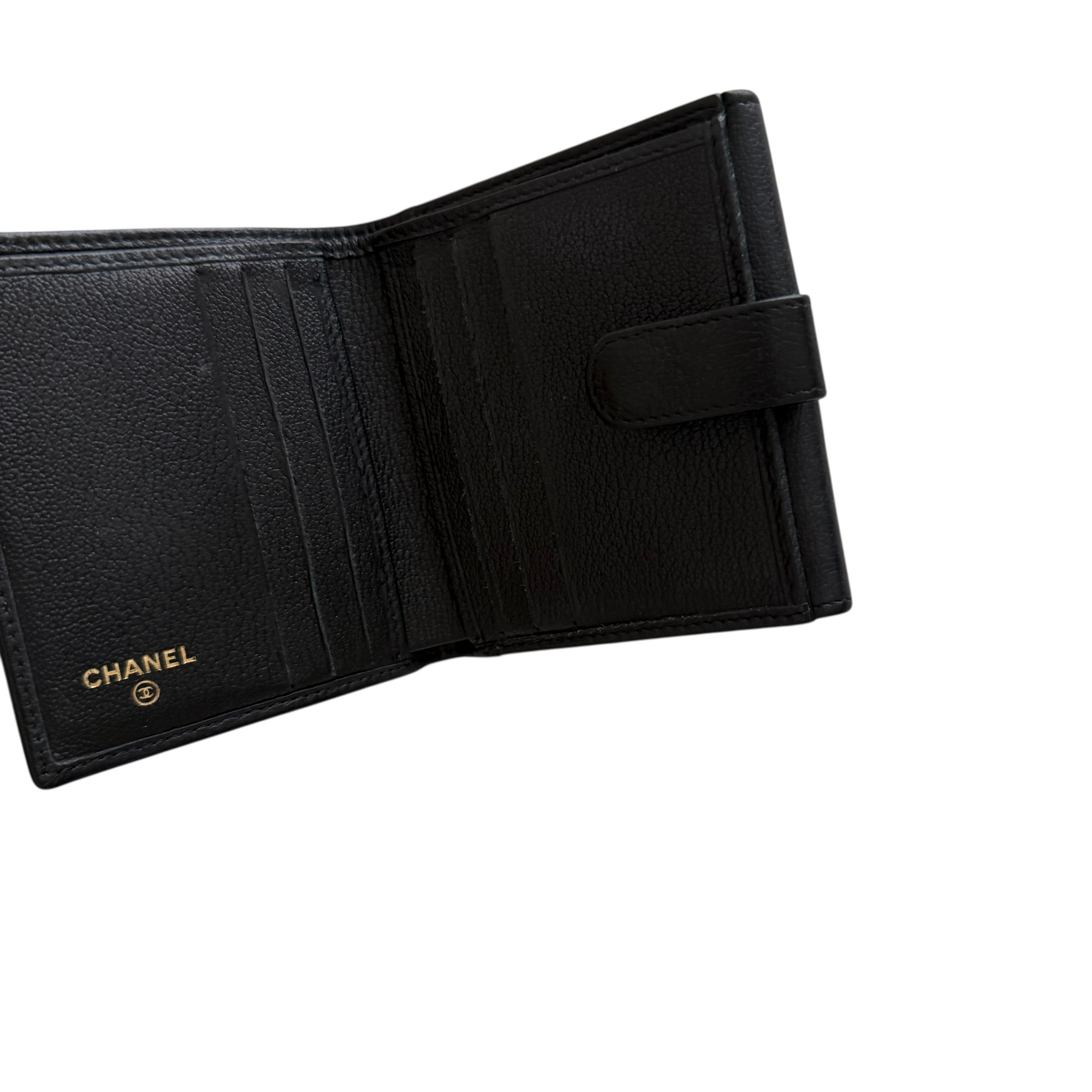 chanel 2000s black wallet