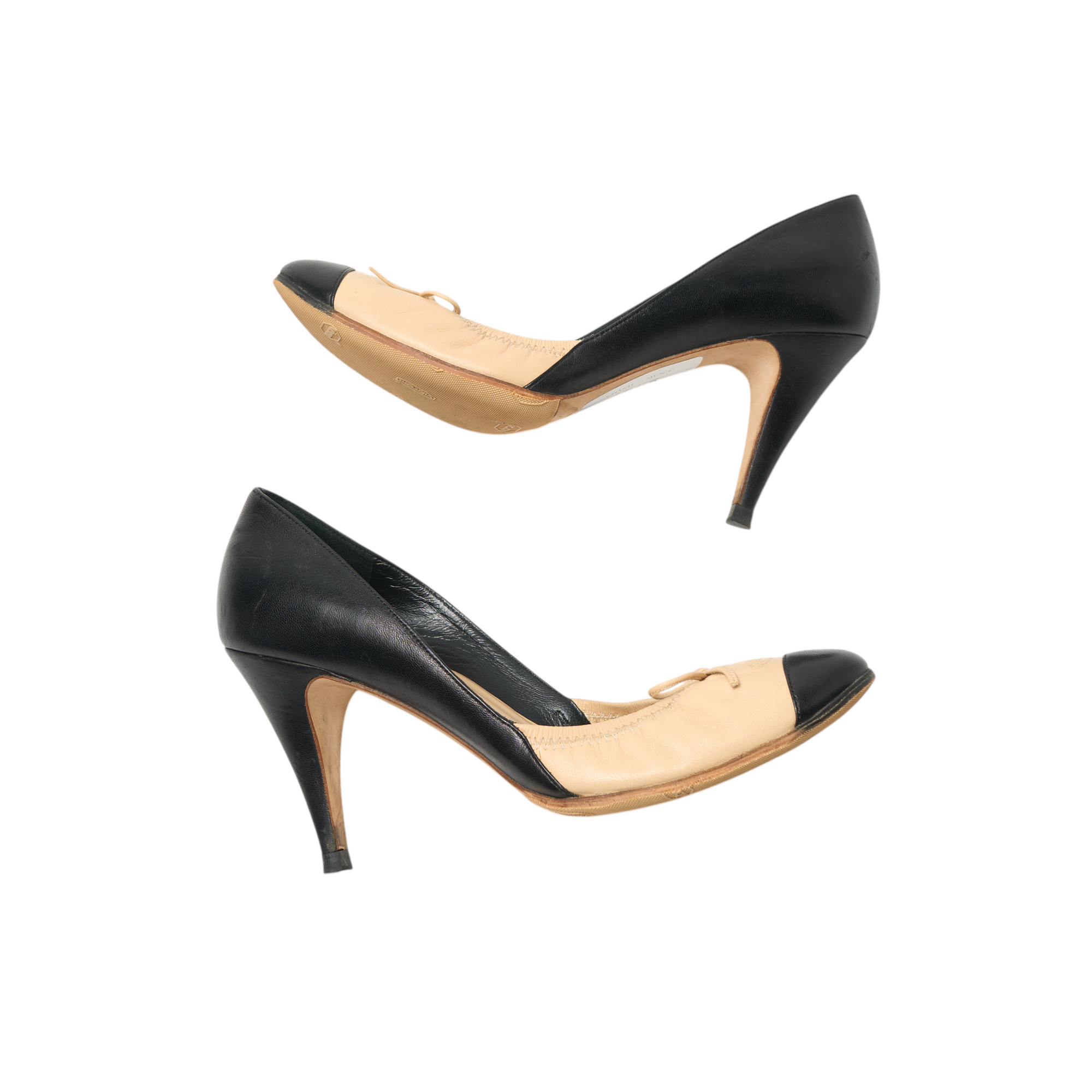 chanel 2000s black and tan heels