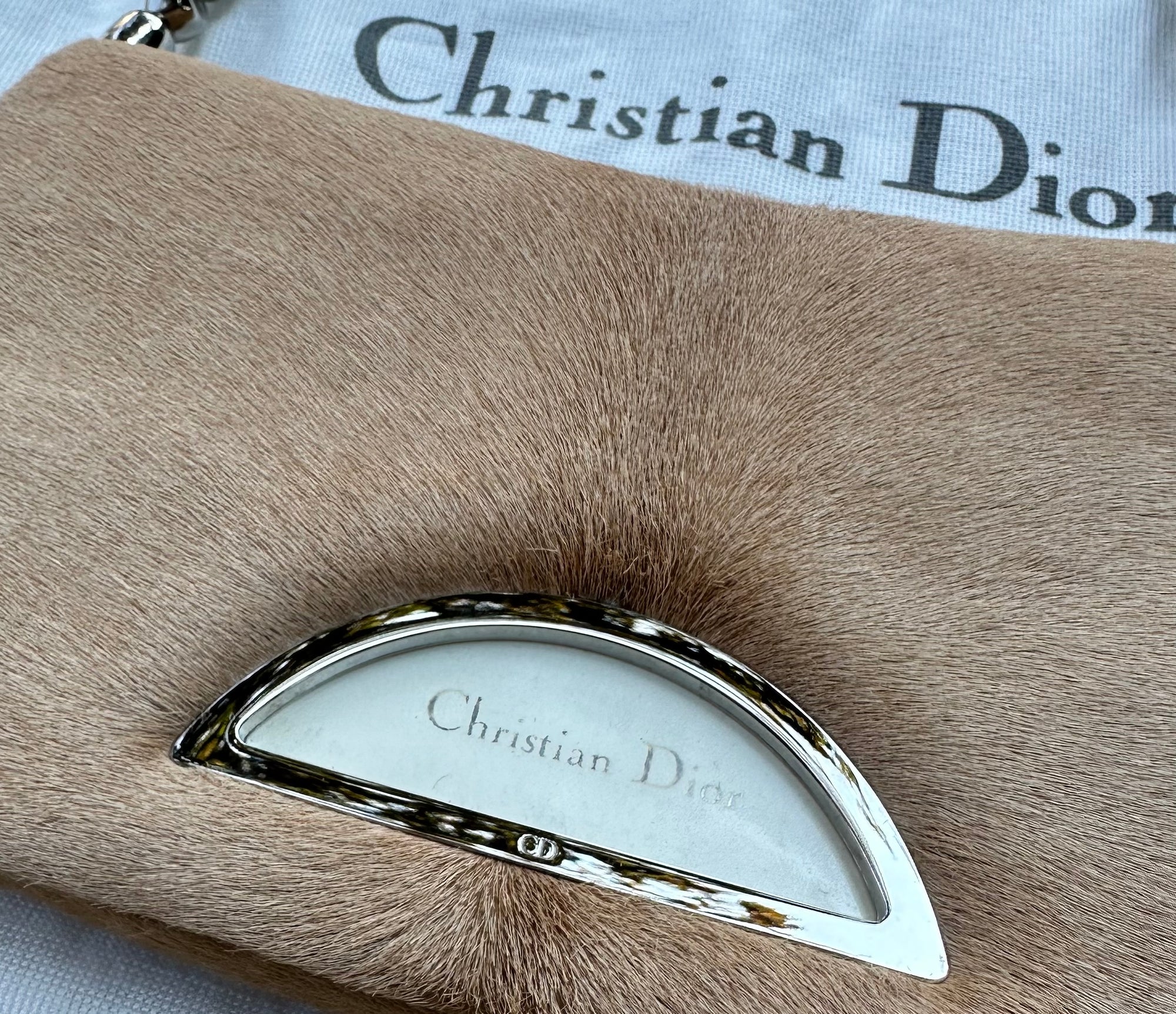 christian dior 2000s pony hair malice pearl shoulder bag