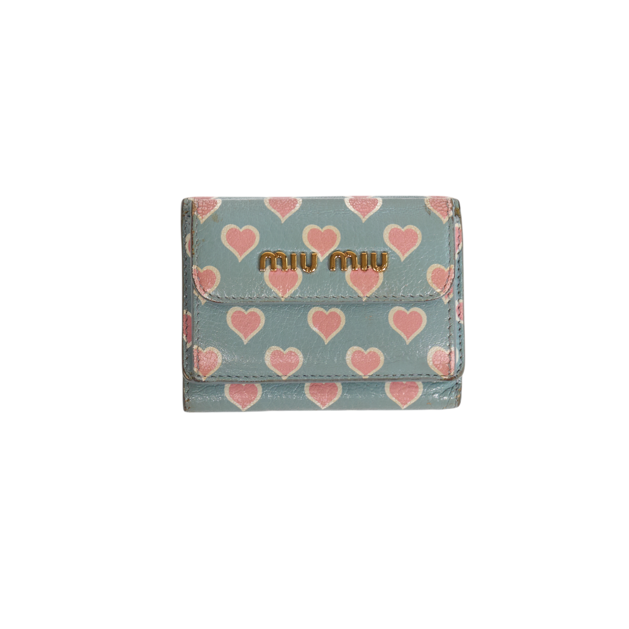 miu miu blue heart wallet