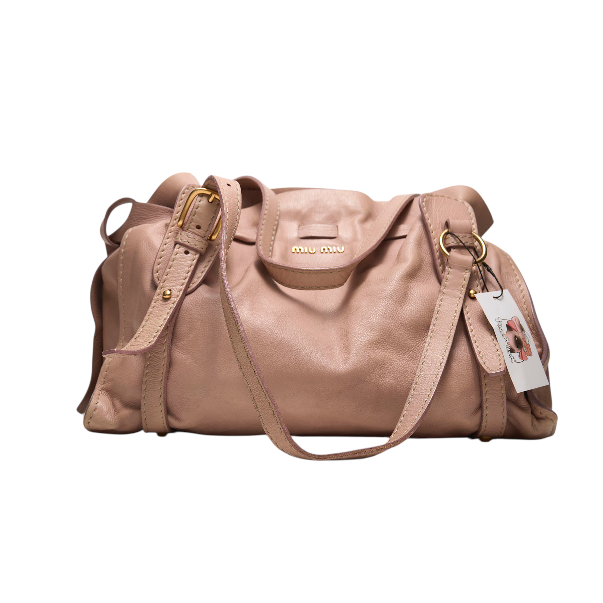 miu miu 2000s tan vitello bow bag
