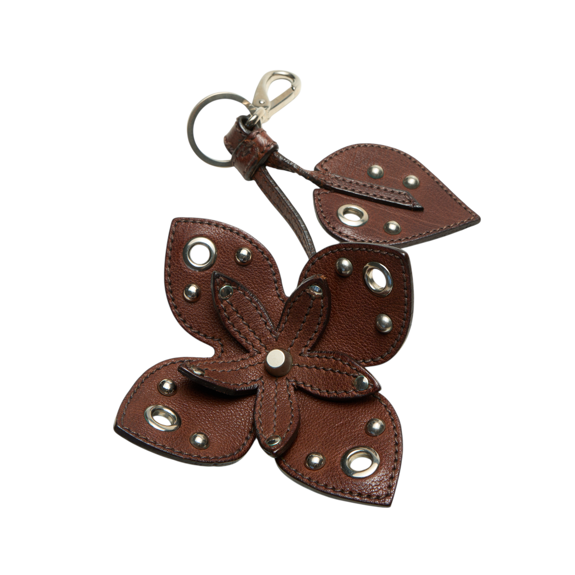 miu miu 2000s brown flower keychain