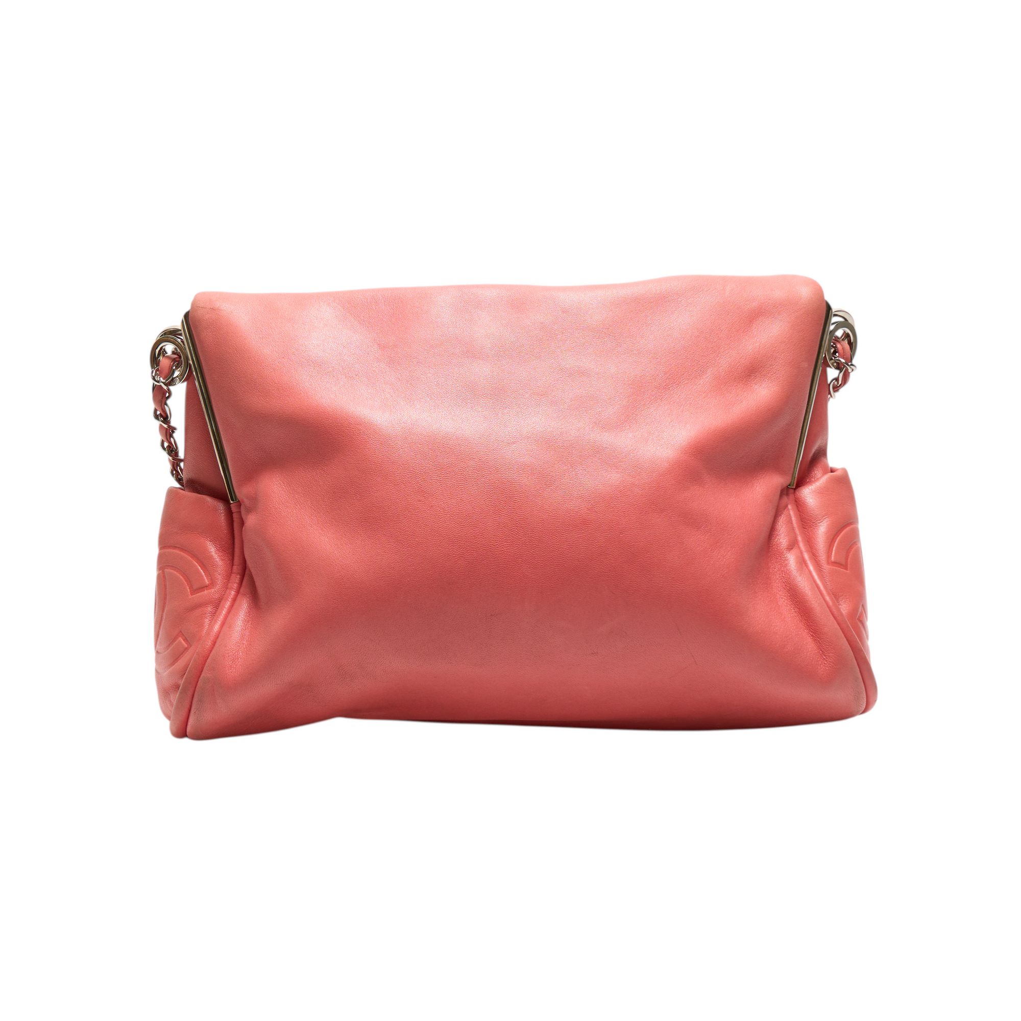 chanel 2000s coral pink shoulder bag
