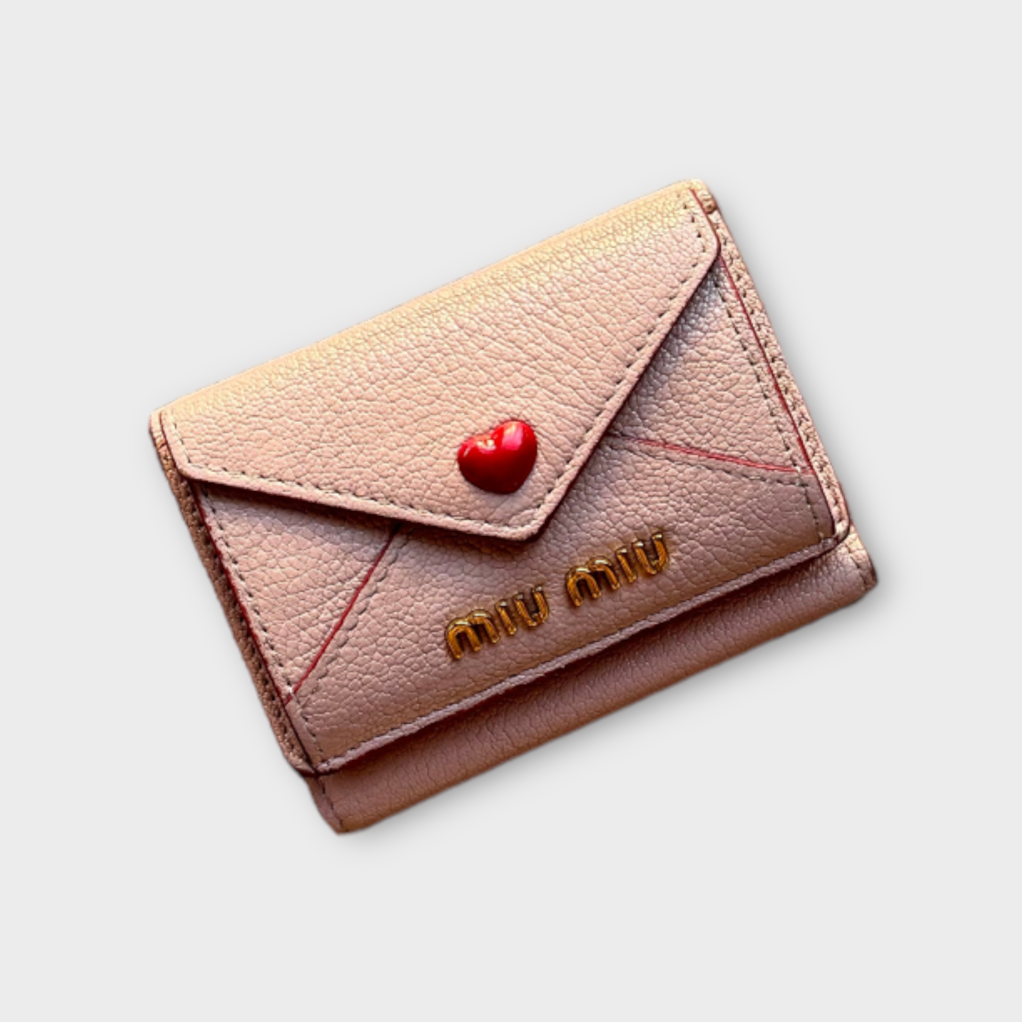 miu miu pink love letter trifold wallet