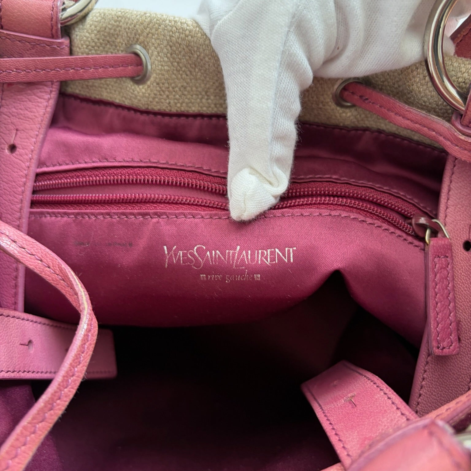 ysl 2000s pink heart tote bag