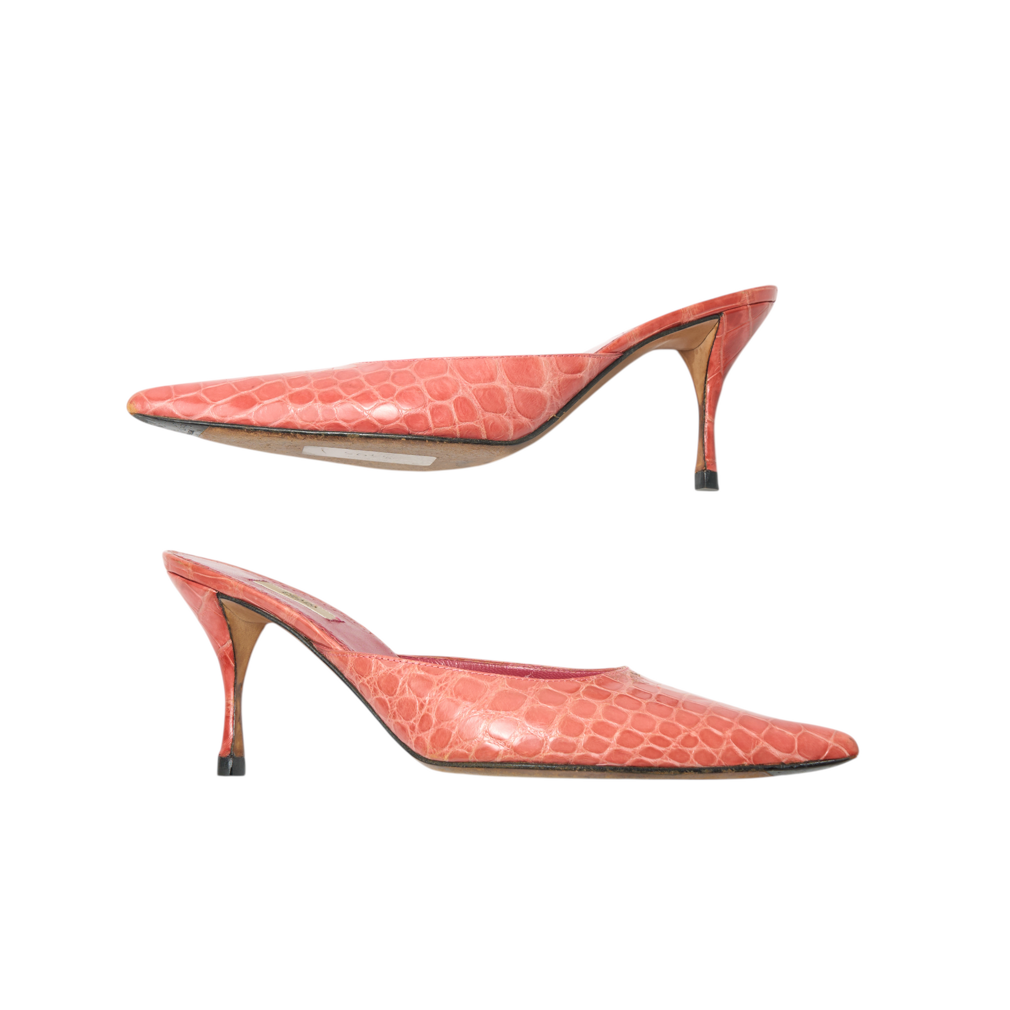 prada 2000s pink python heels
