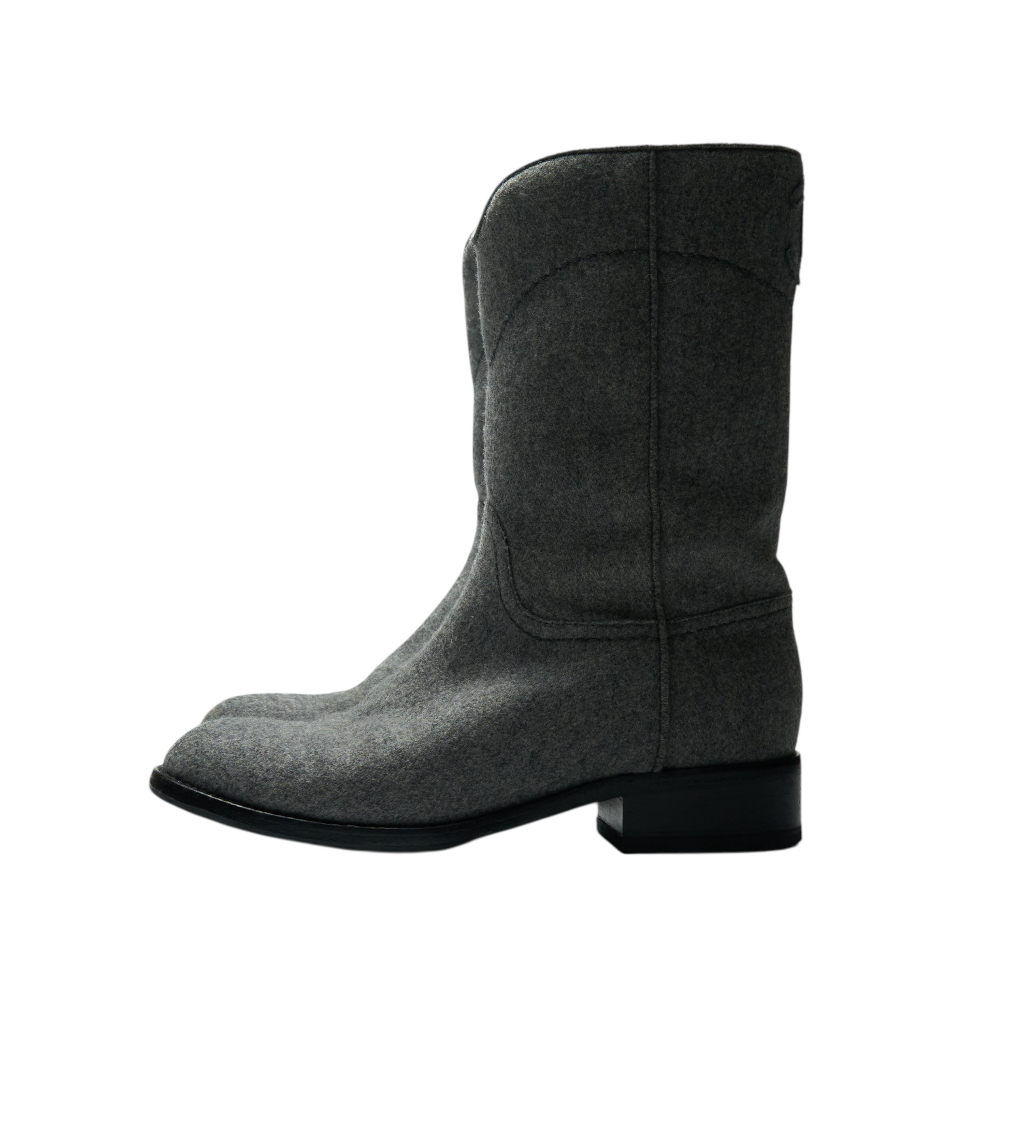 chanel 2000s gray cowboy boots
