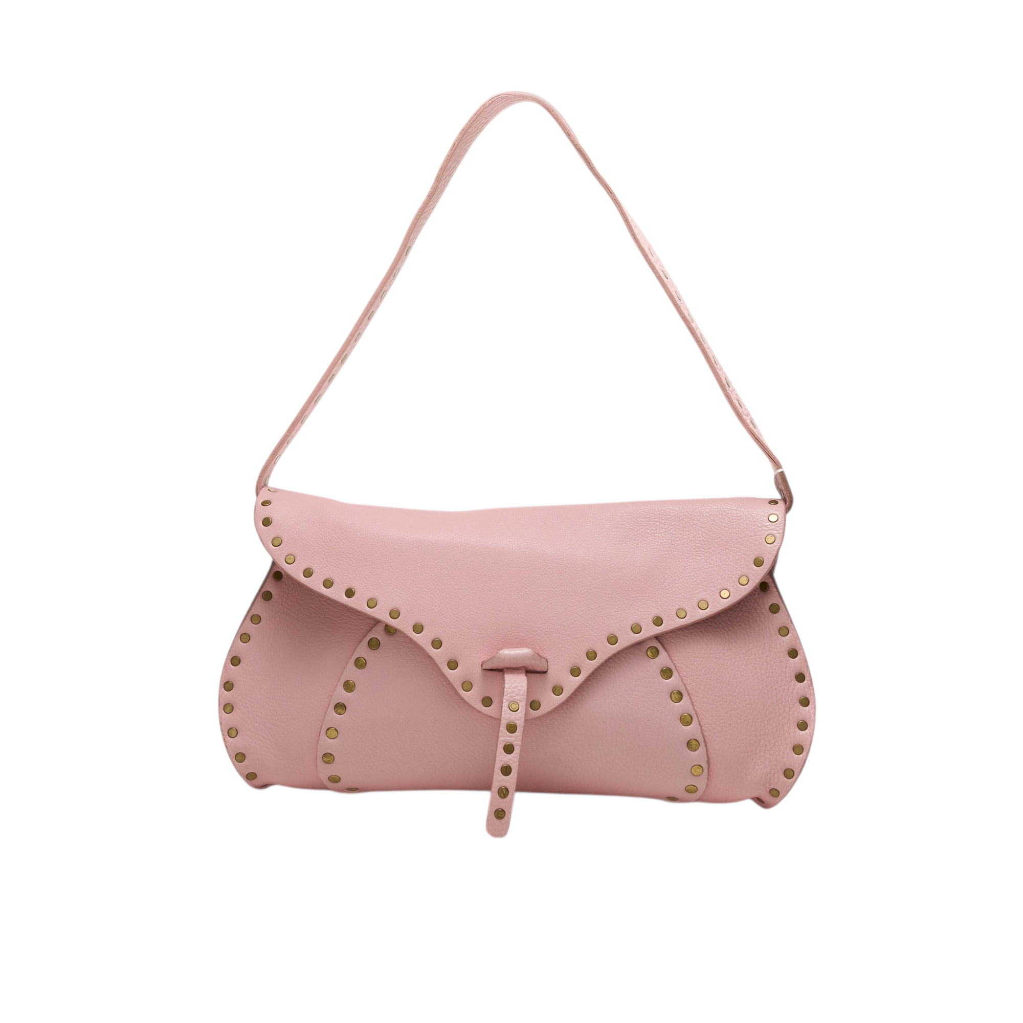 celine 2000s pink studded shoulder bag
