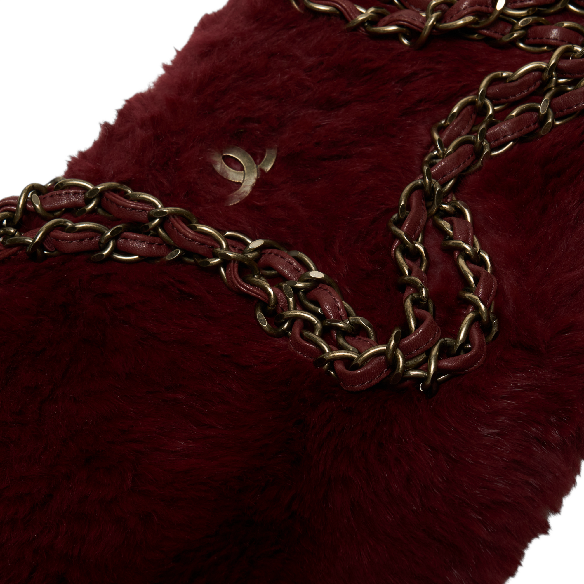 chanel 2001 red lapin fur bag