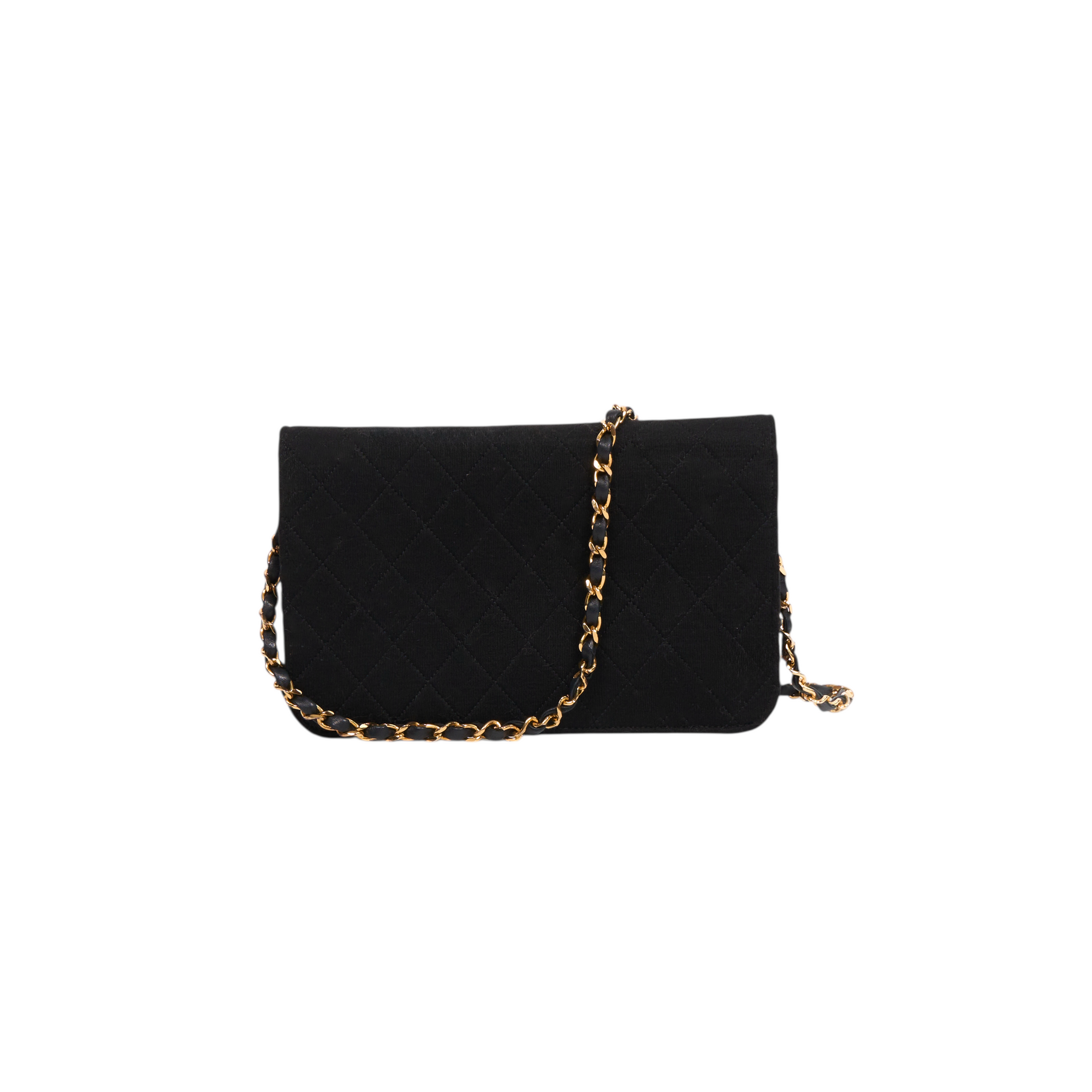 chanel 2000s black canvas wallet on chain bag