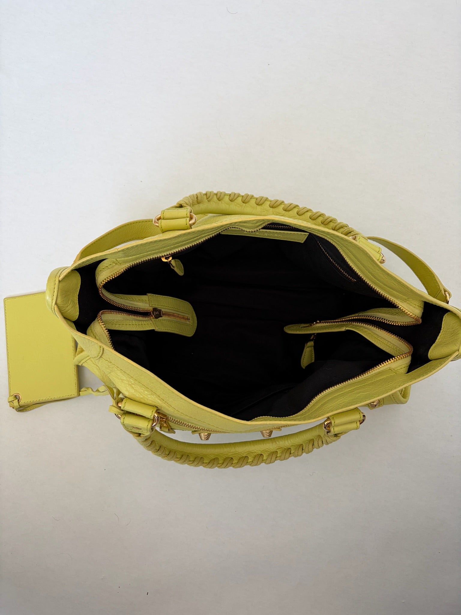 balenciaga 2010s neon yellow city bag