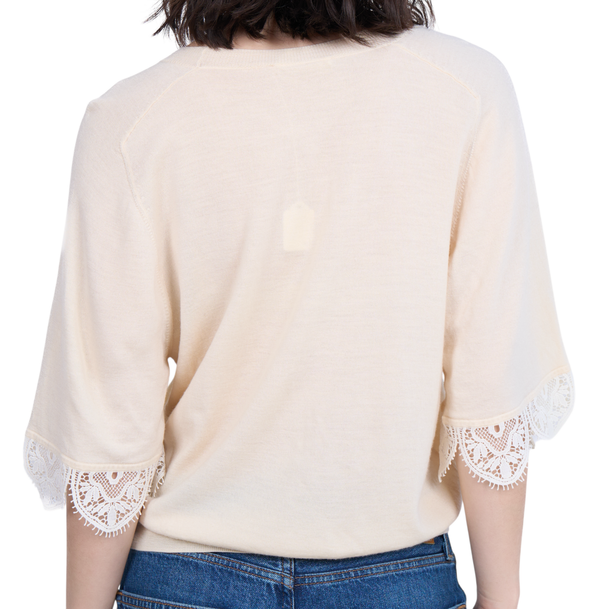 chloé cream lace quarter sleeve top