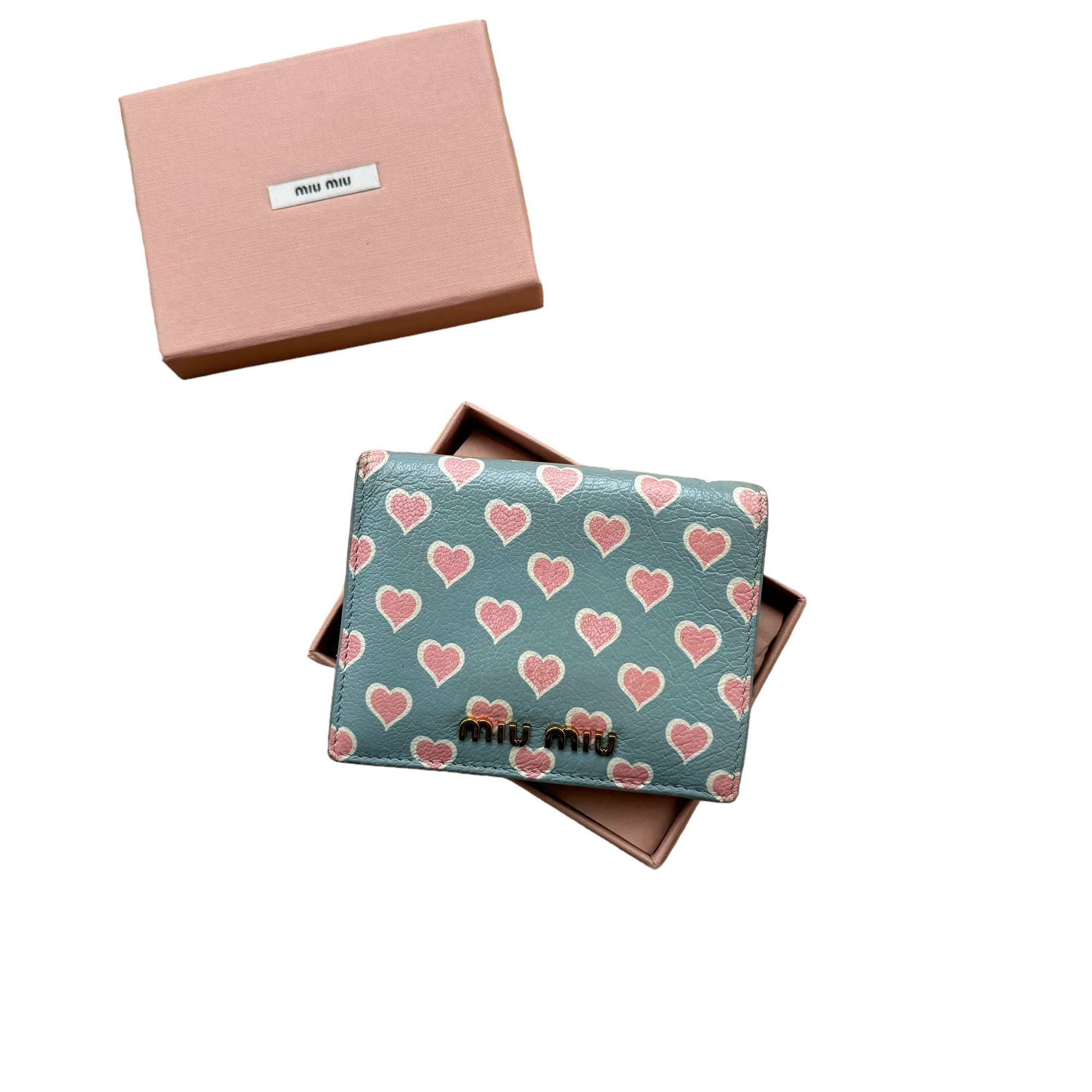 miu miu gray heart wallet