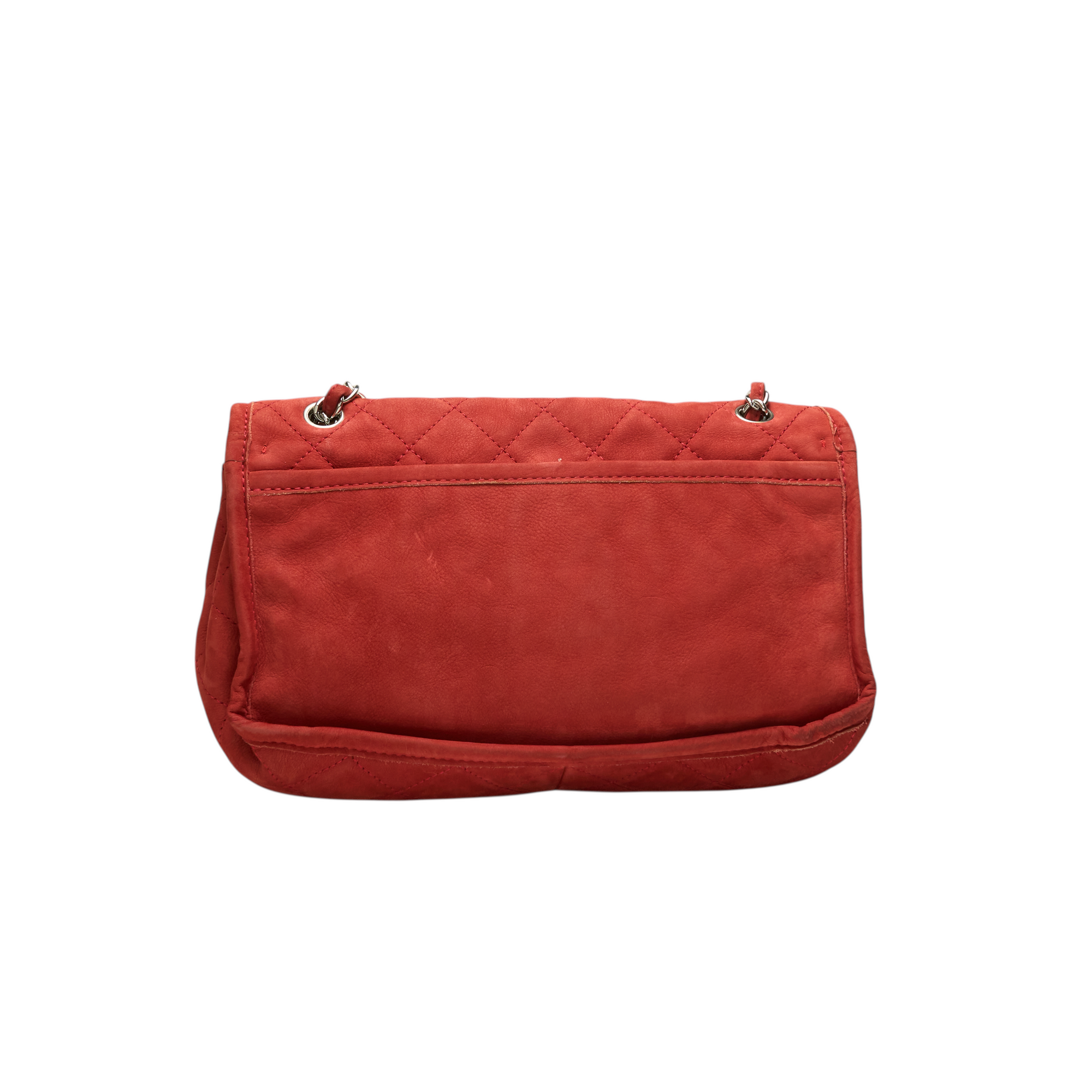 chanel 2000s red suede flap bag