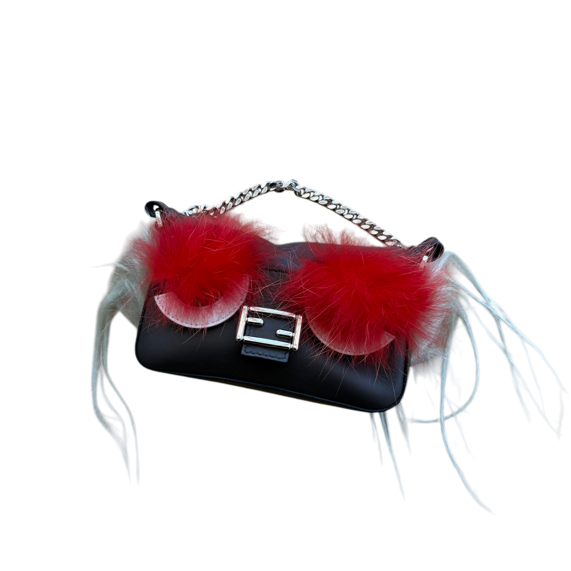 fendi gray baguette bag