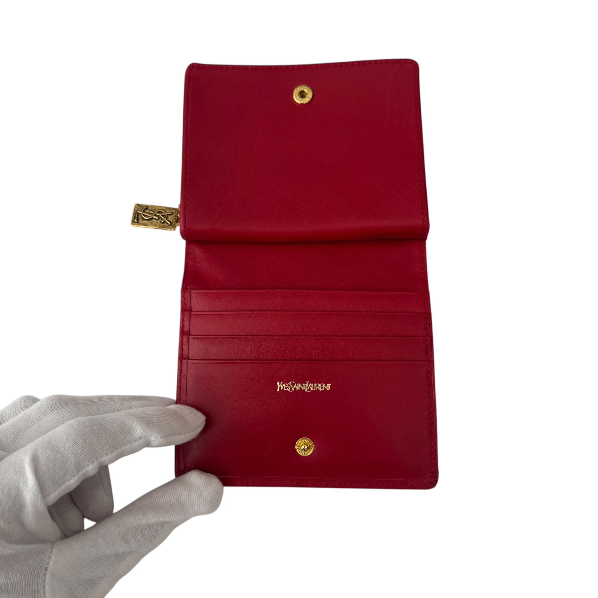 ysl 2000s red wallet