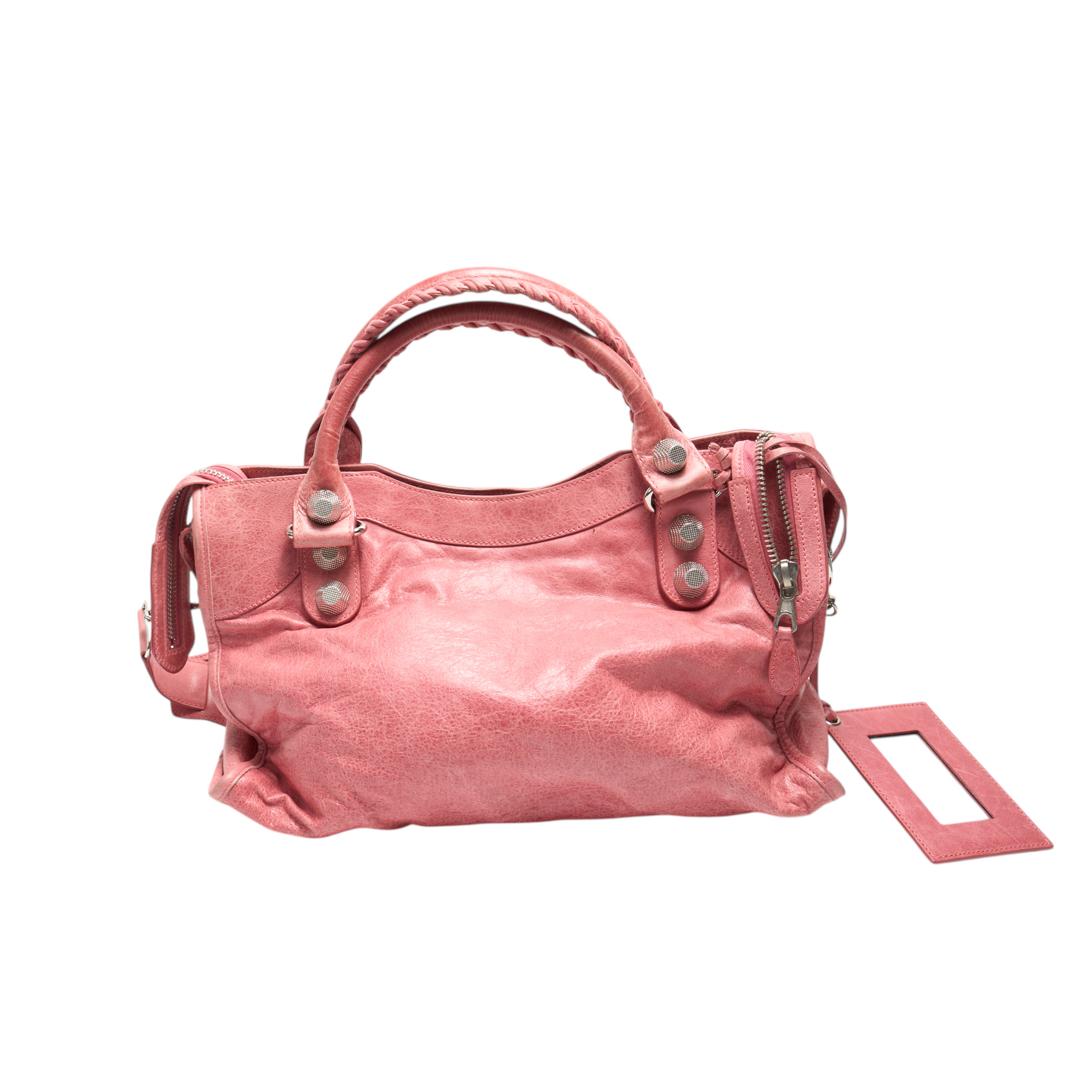 balenciaga 2000s pink city bag with giant 21 silver hardware