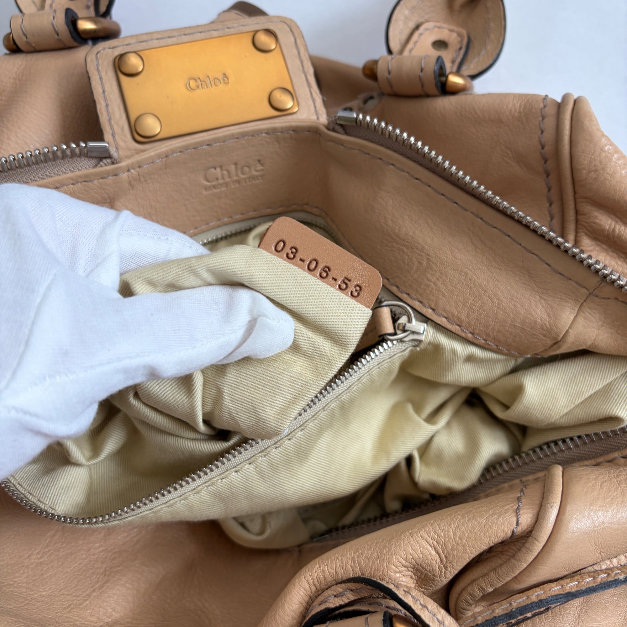 chloé 2000s cream paddington bag