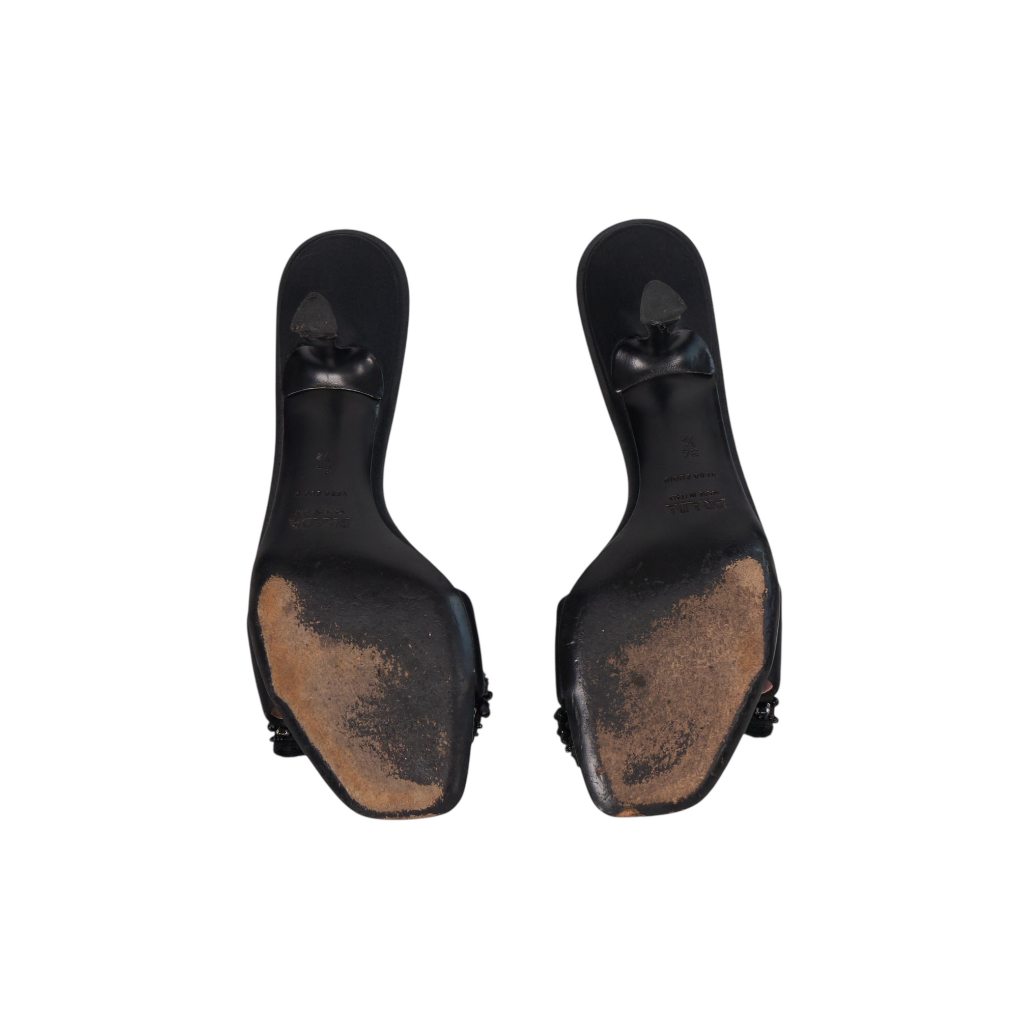 prada 2000s black bow sandal heels
