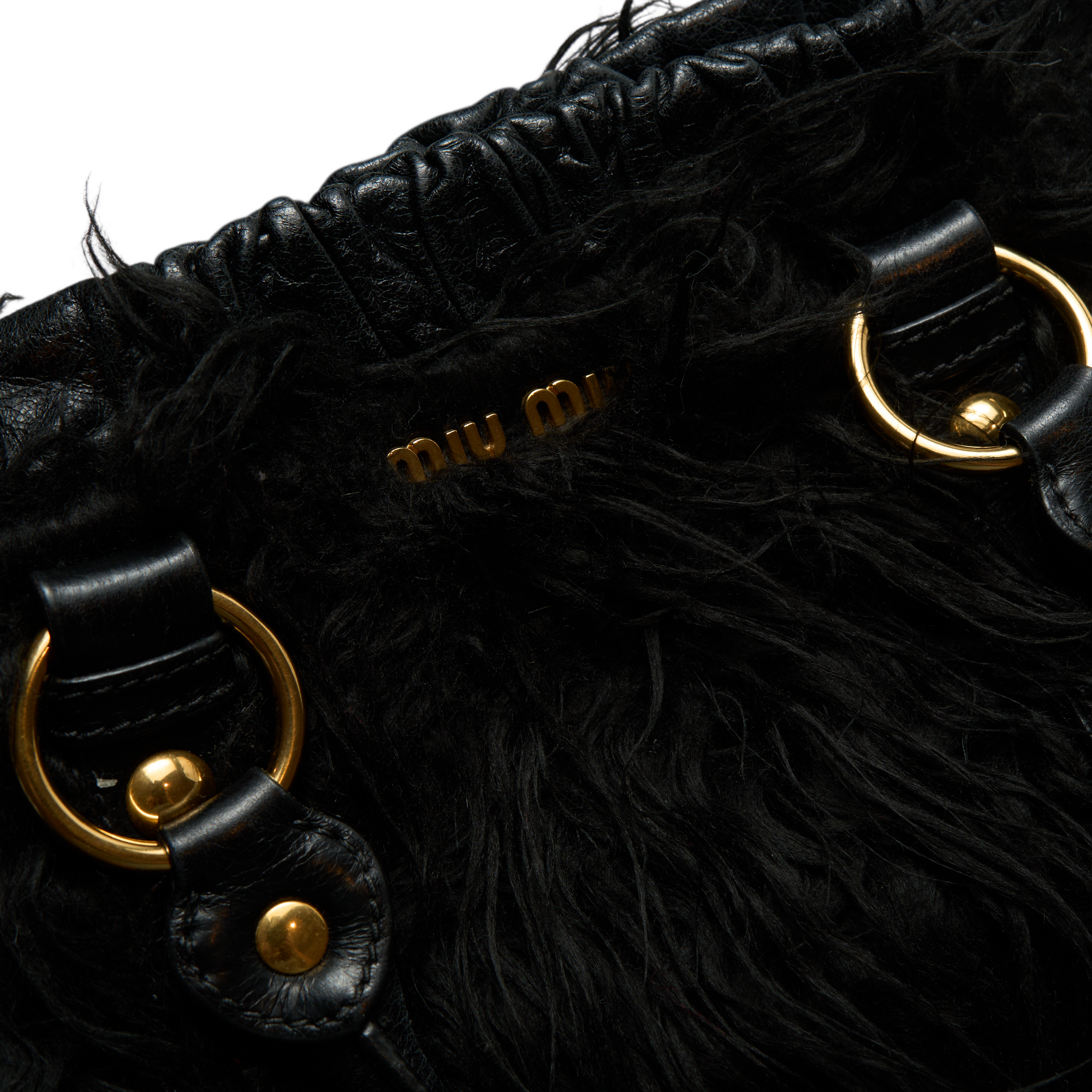 miu miu 2000s black fur vitello bag