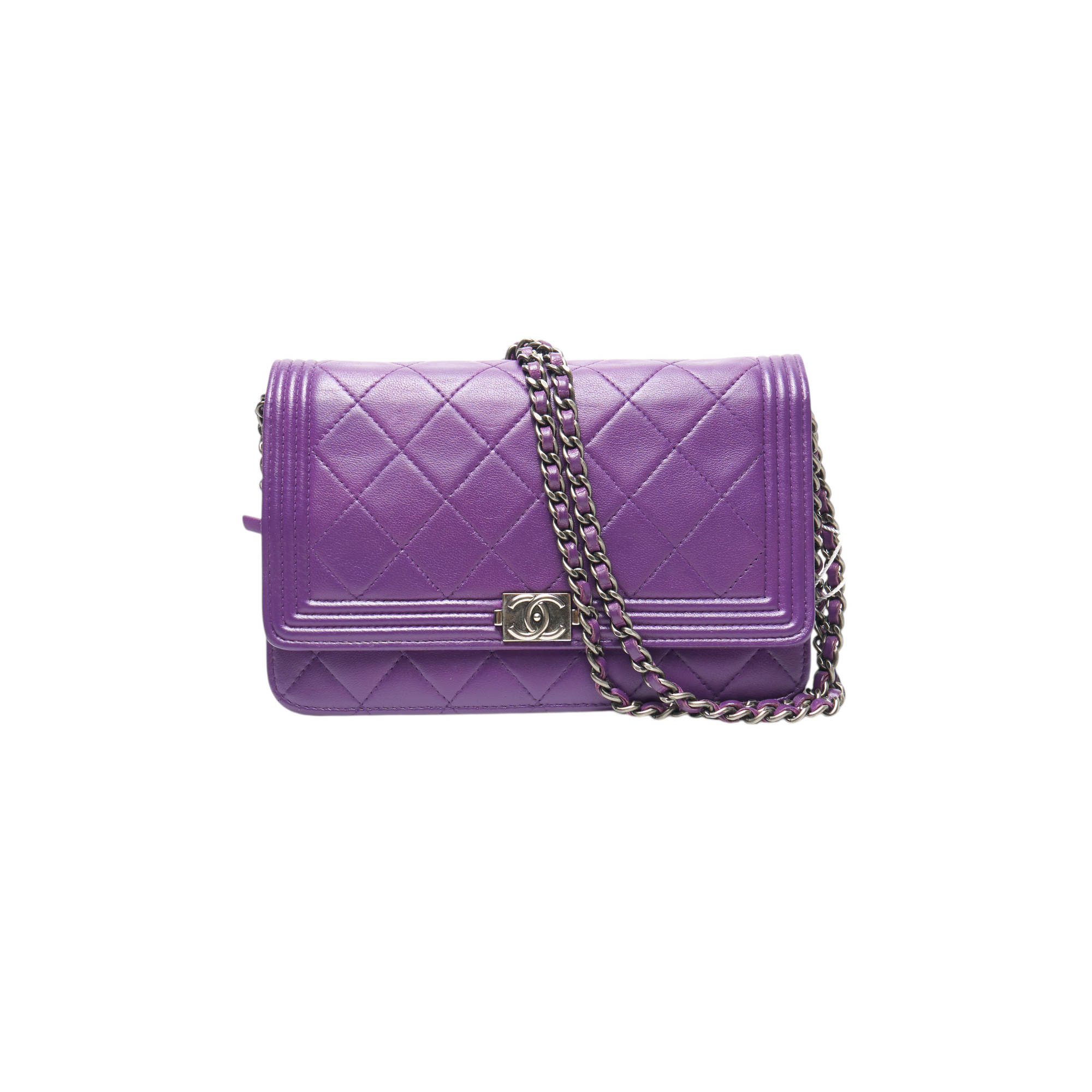chanel purple wallet on chain bag