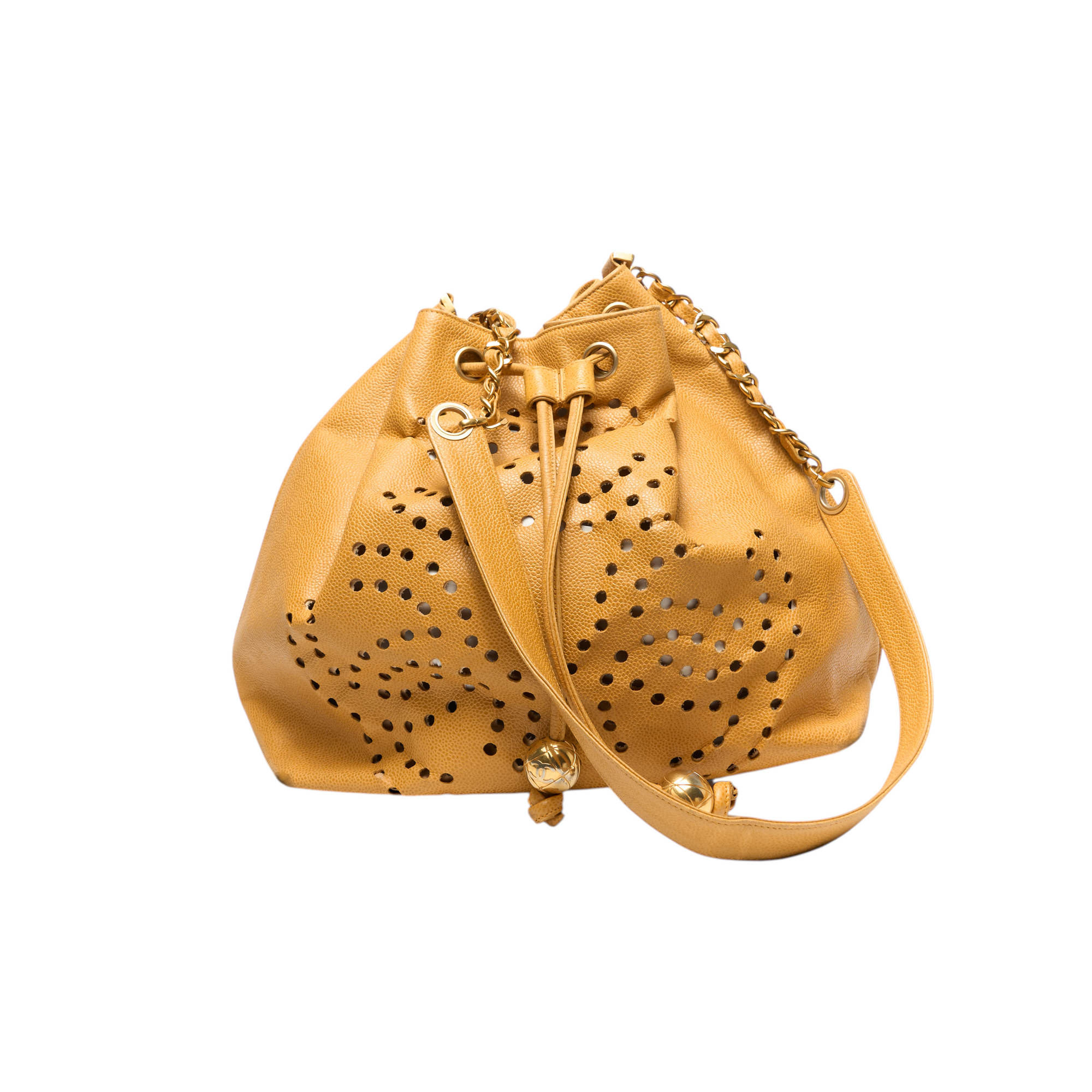 chanel 2000s yellow shoulder bag