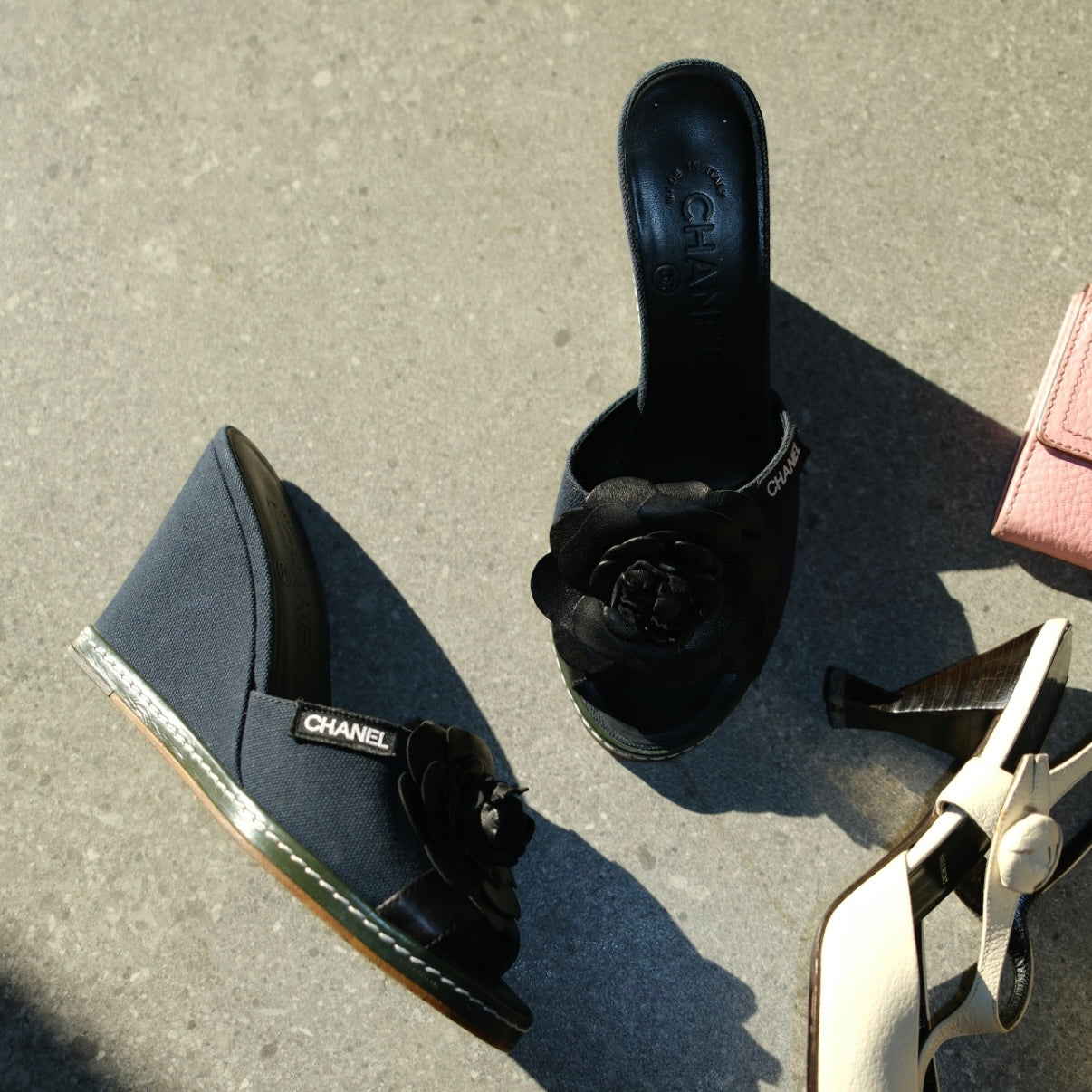chanel 2000s wedge sandals