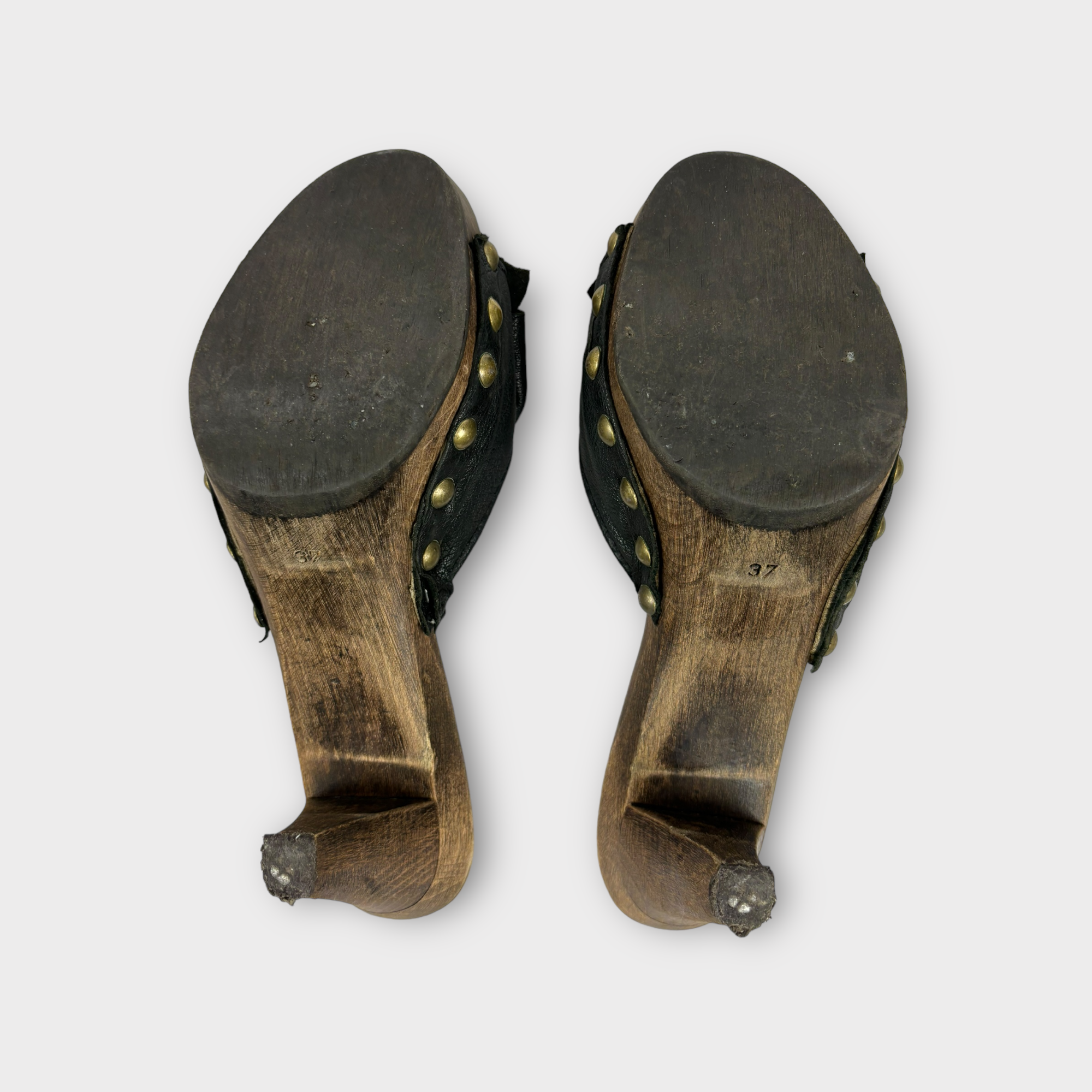 miu miu 2000s wood clog heels