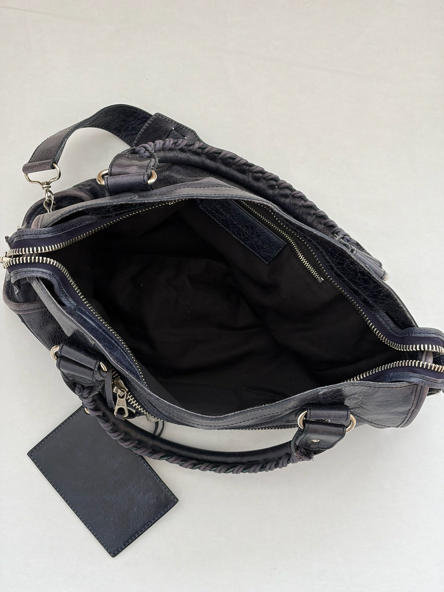 balenciaga 2000s navy blue city bag