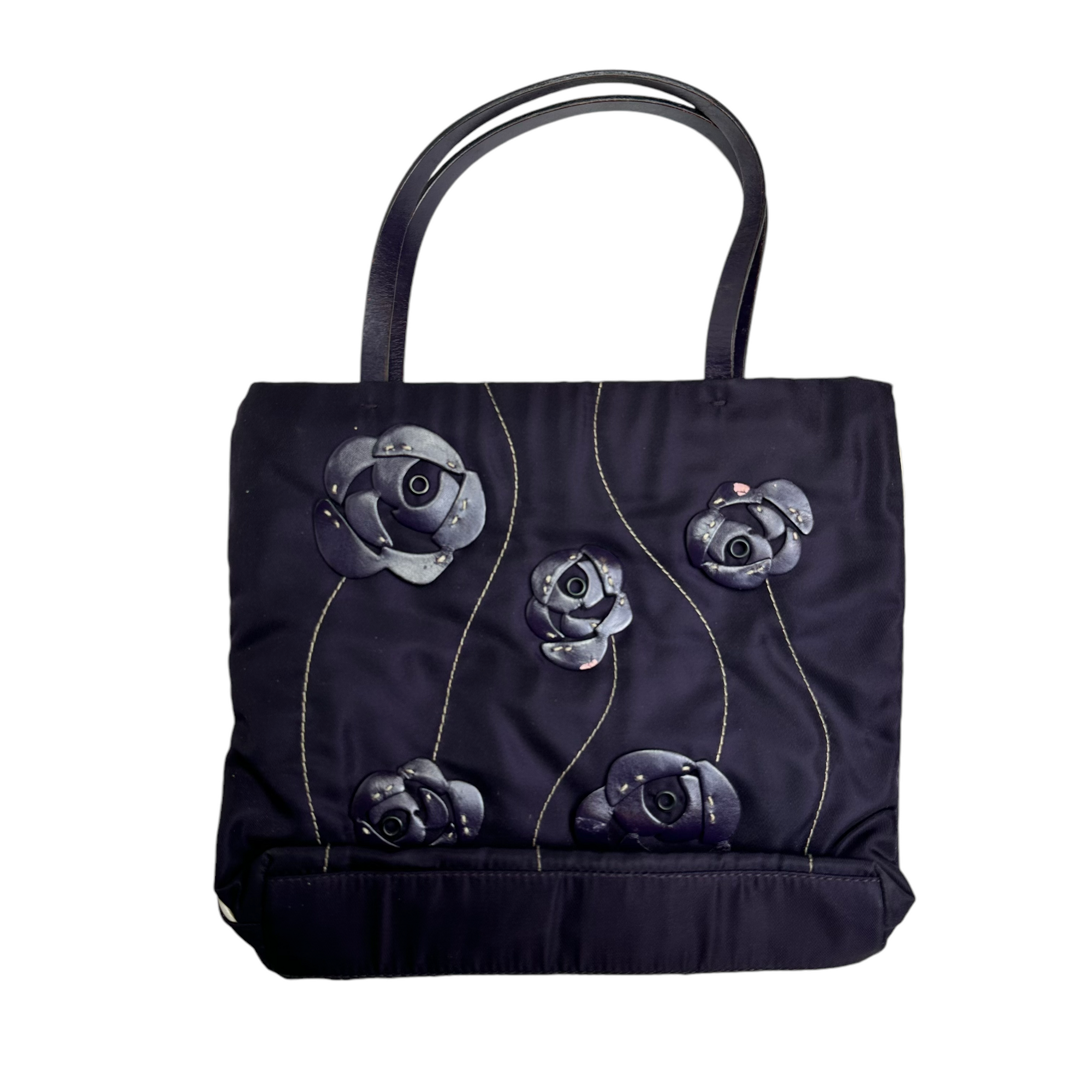 prada flower tote bag