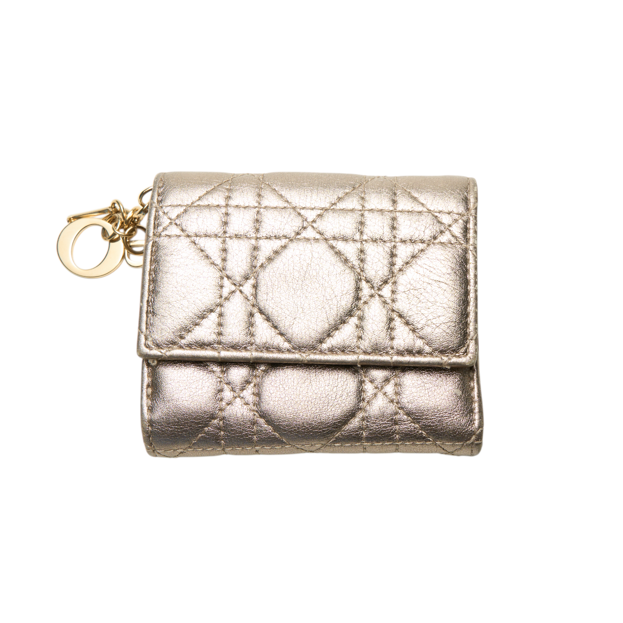 christian dior gold cannage wallet