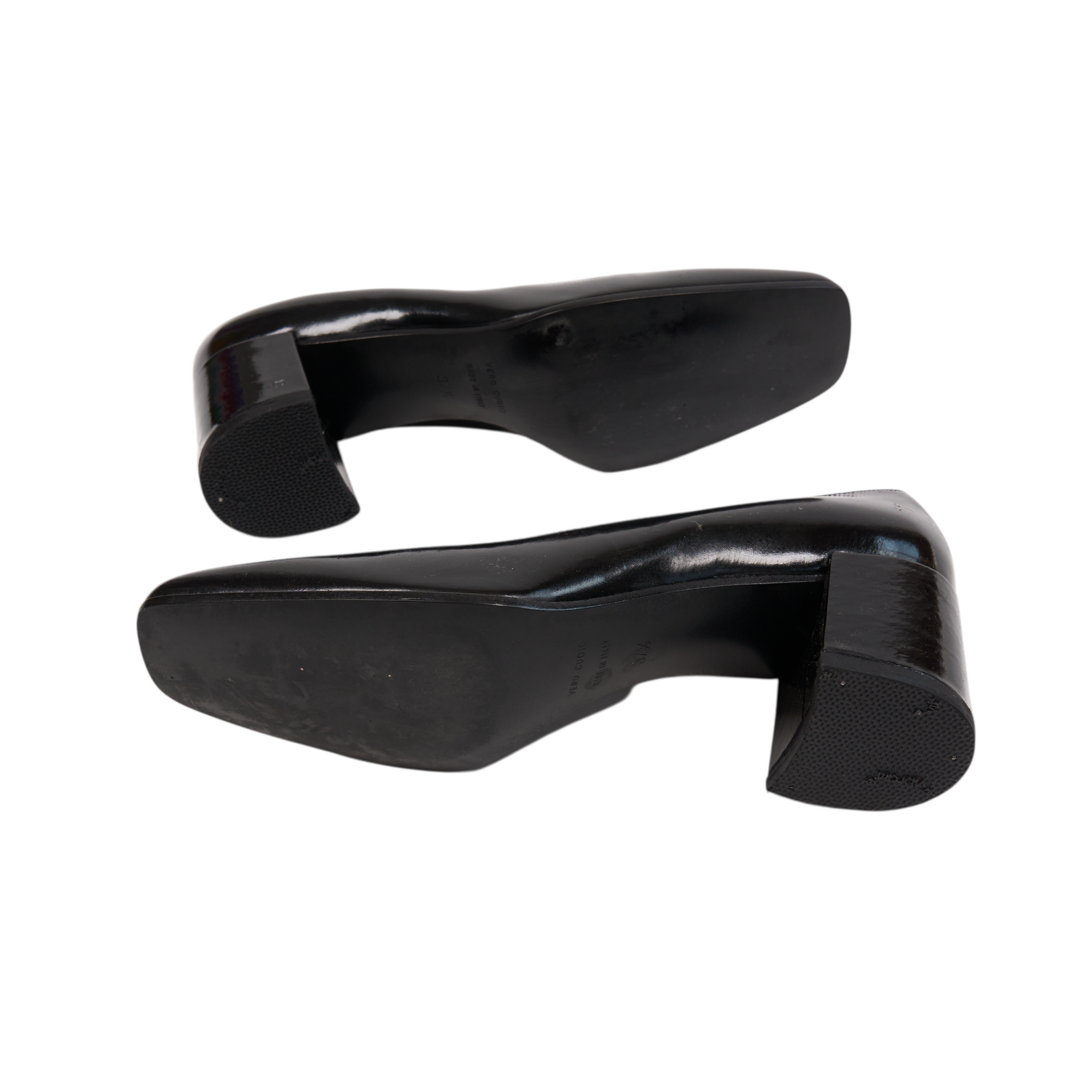 miu miu 2000s black patent pumps
