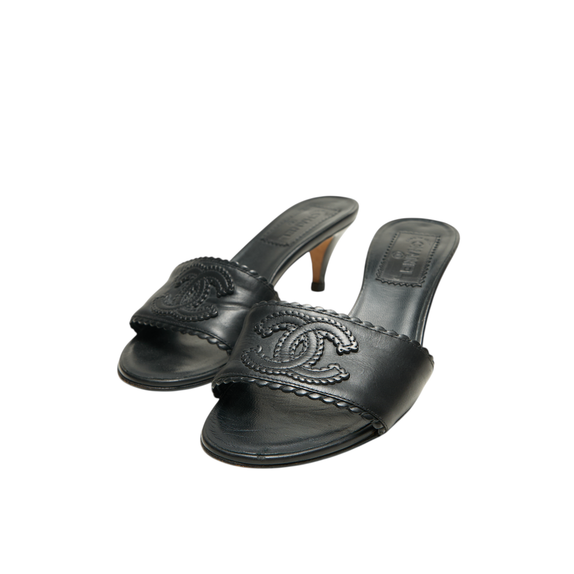 chanel 2000s black sandal heels