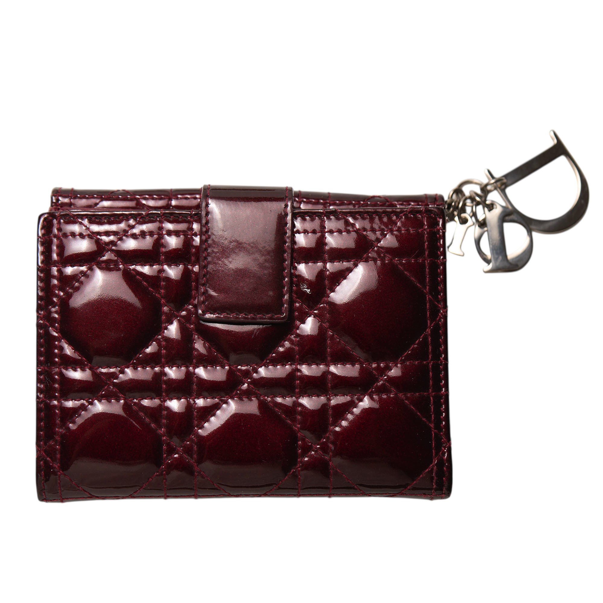 christian dior red cannage wallet