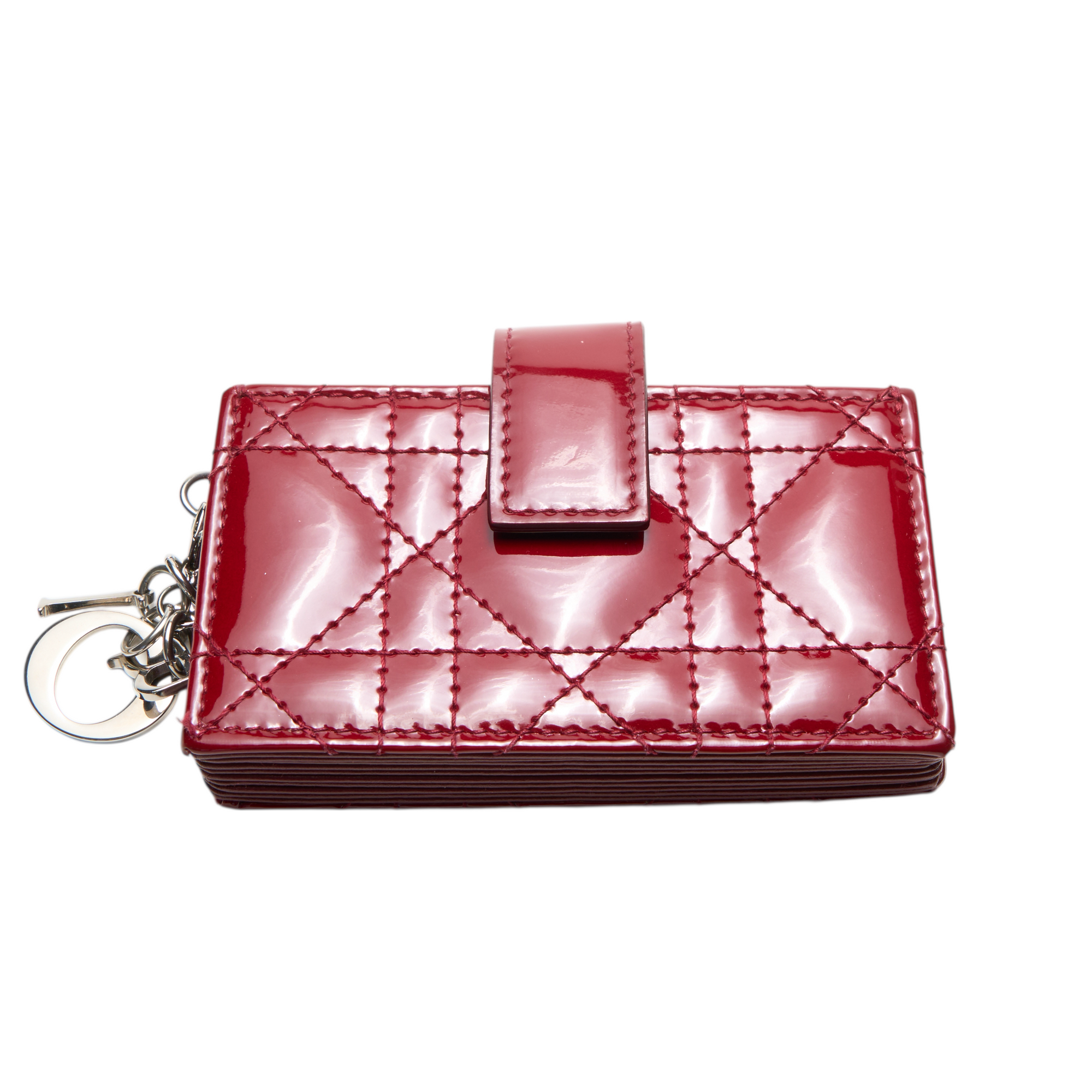christian dior red cannage wallet