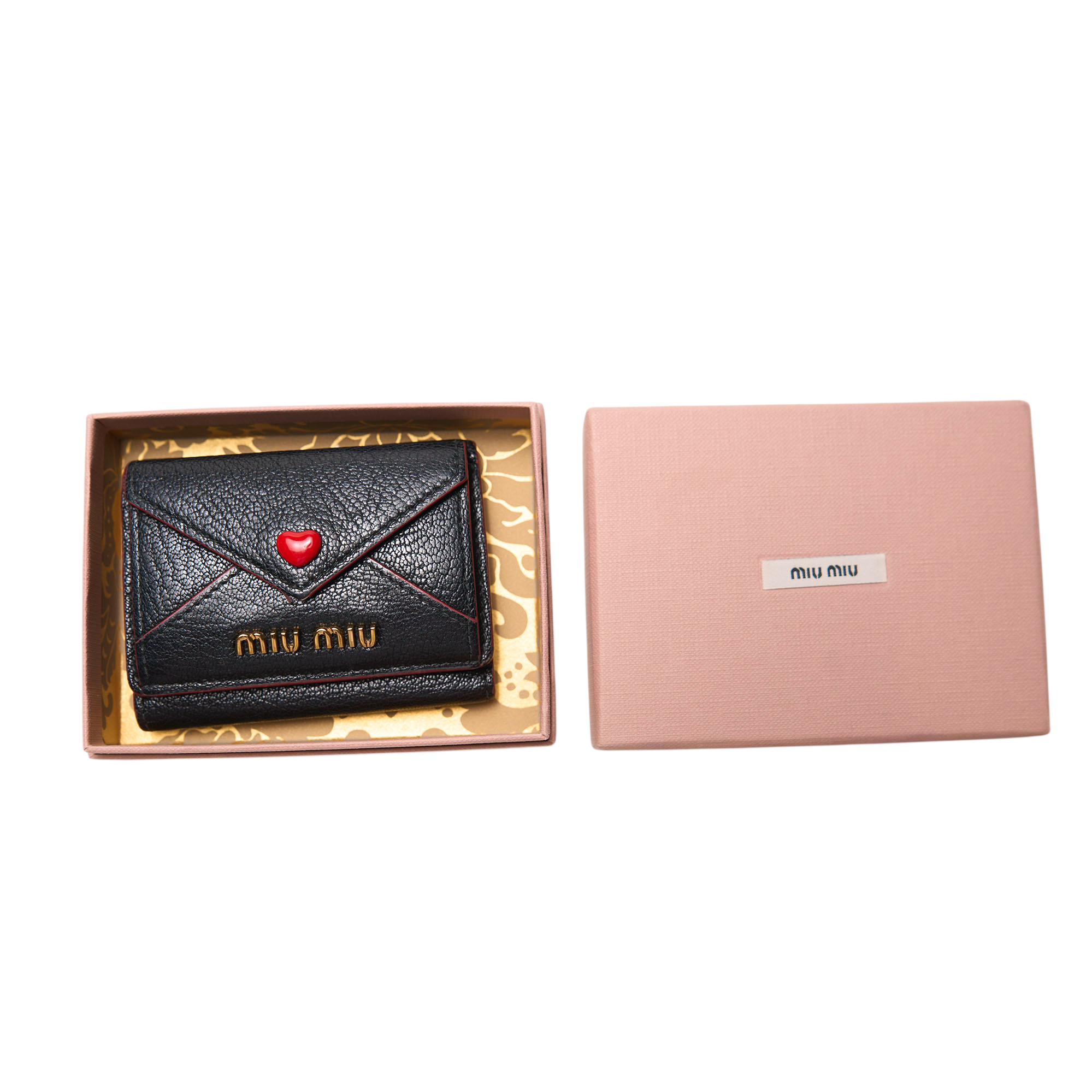 miu miu black heart mini wallet