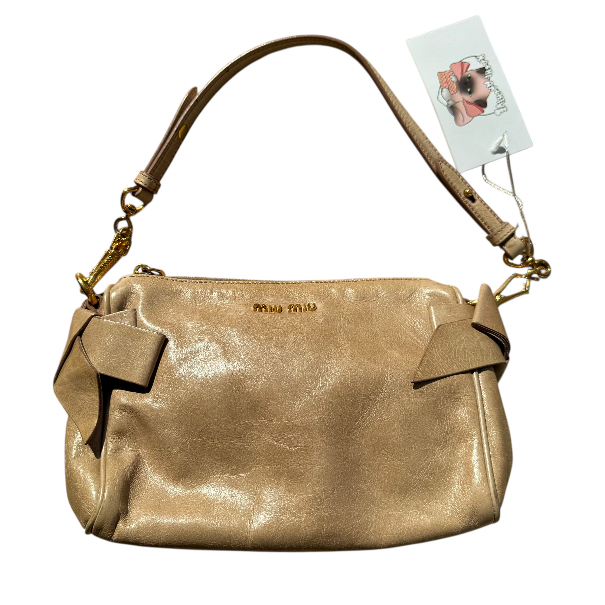 miu miu 2000s tan shoulder bag