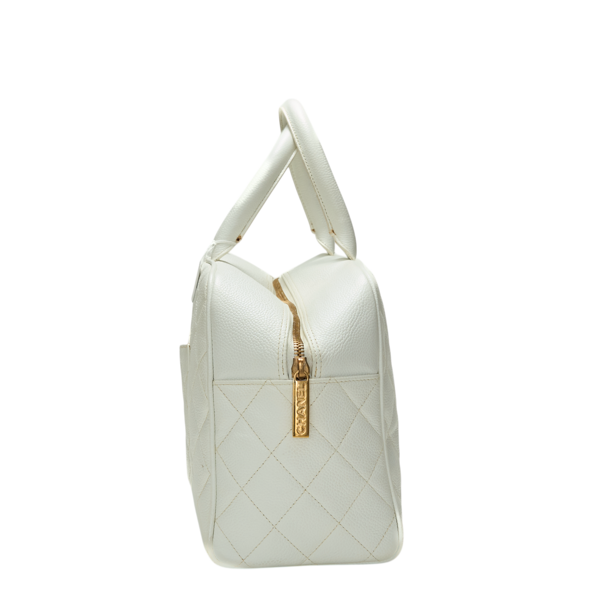 chanel 2003 white bowling bag