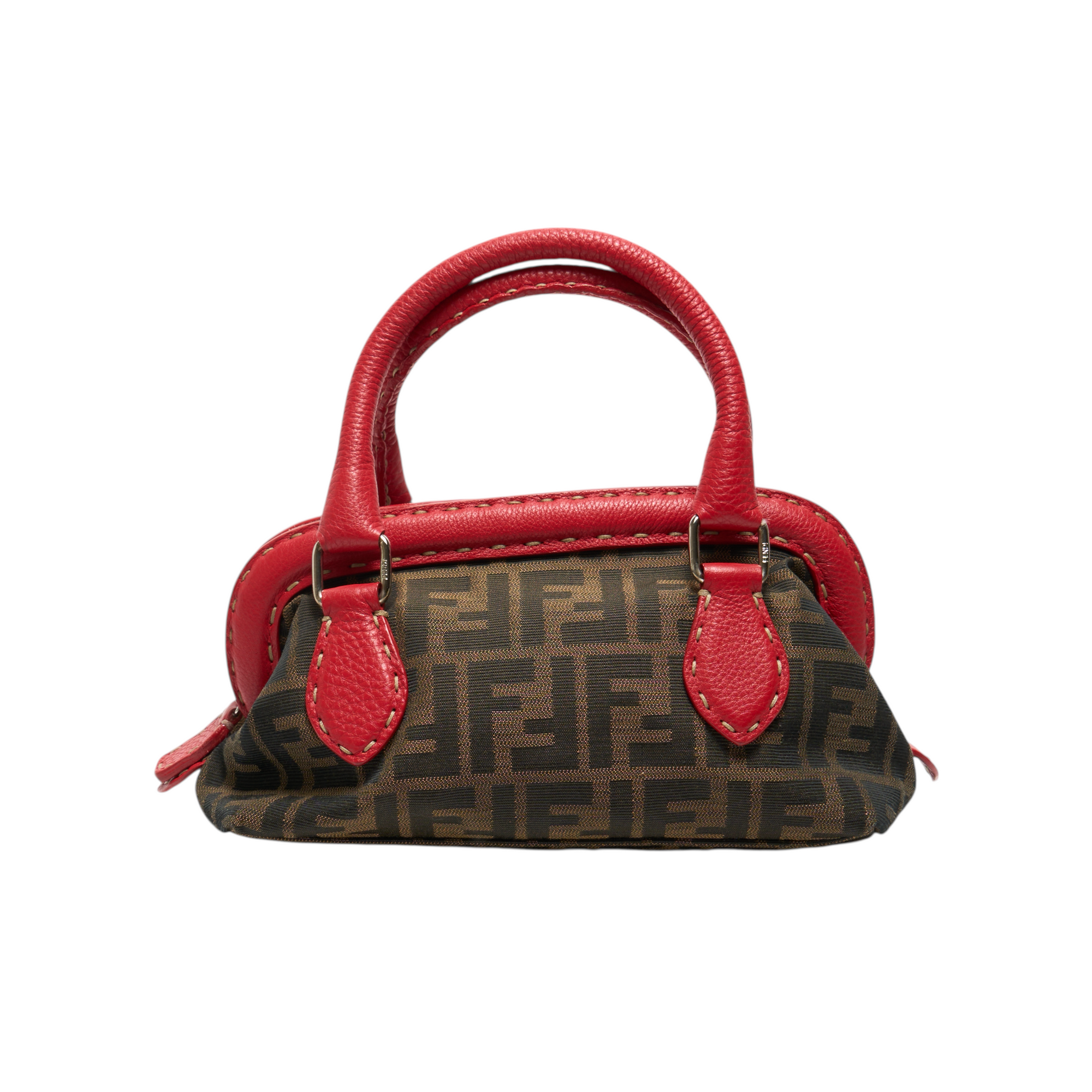fendi 2000s red selleria hand bag
