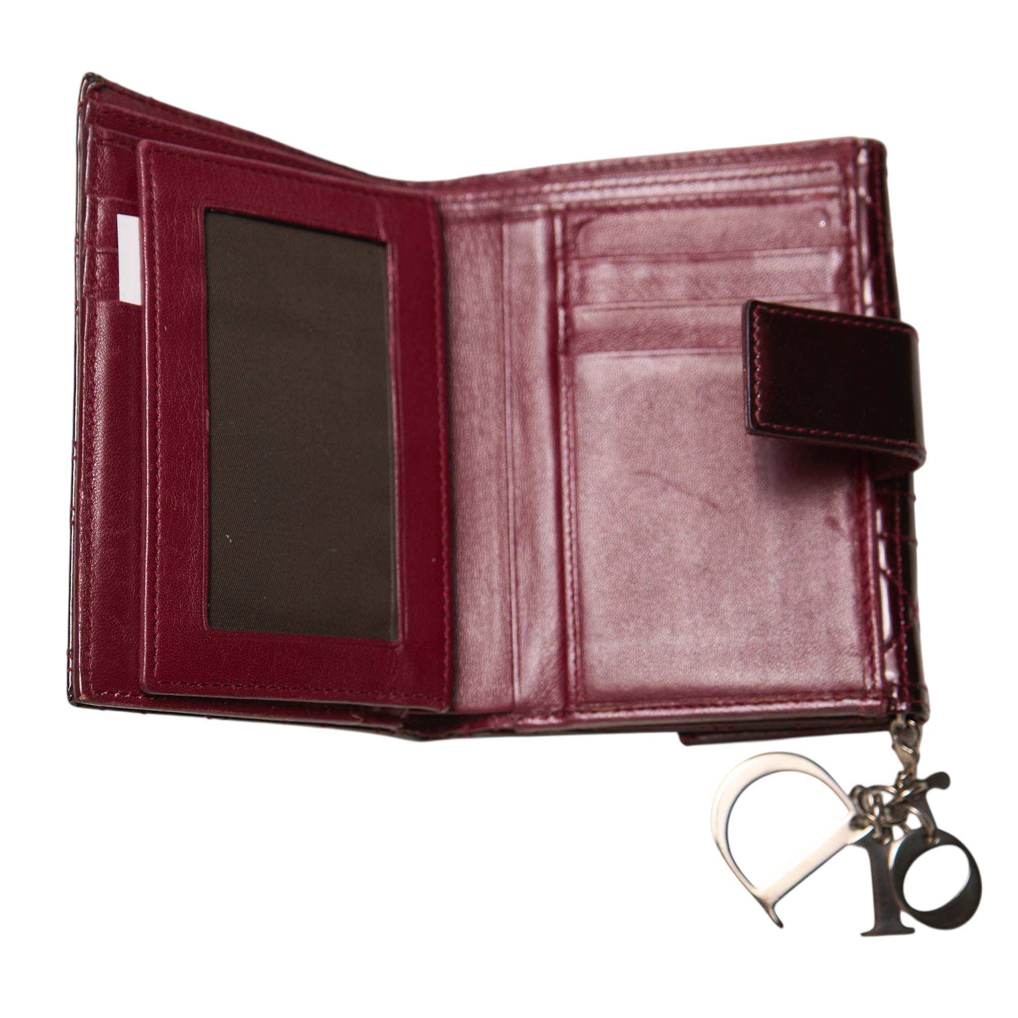 christian dior red cannage wallet