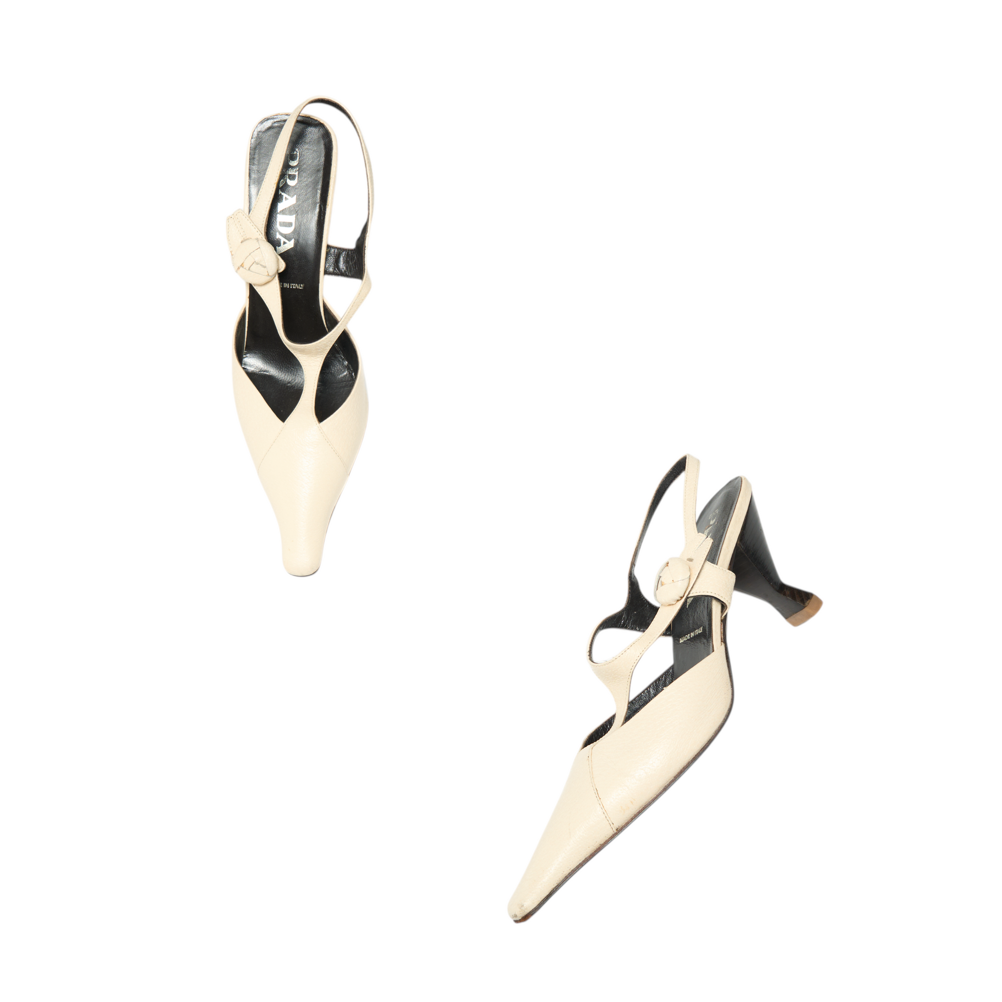 prada 2000s white rose heels