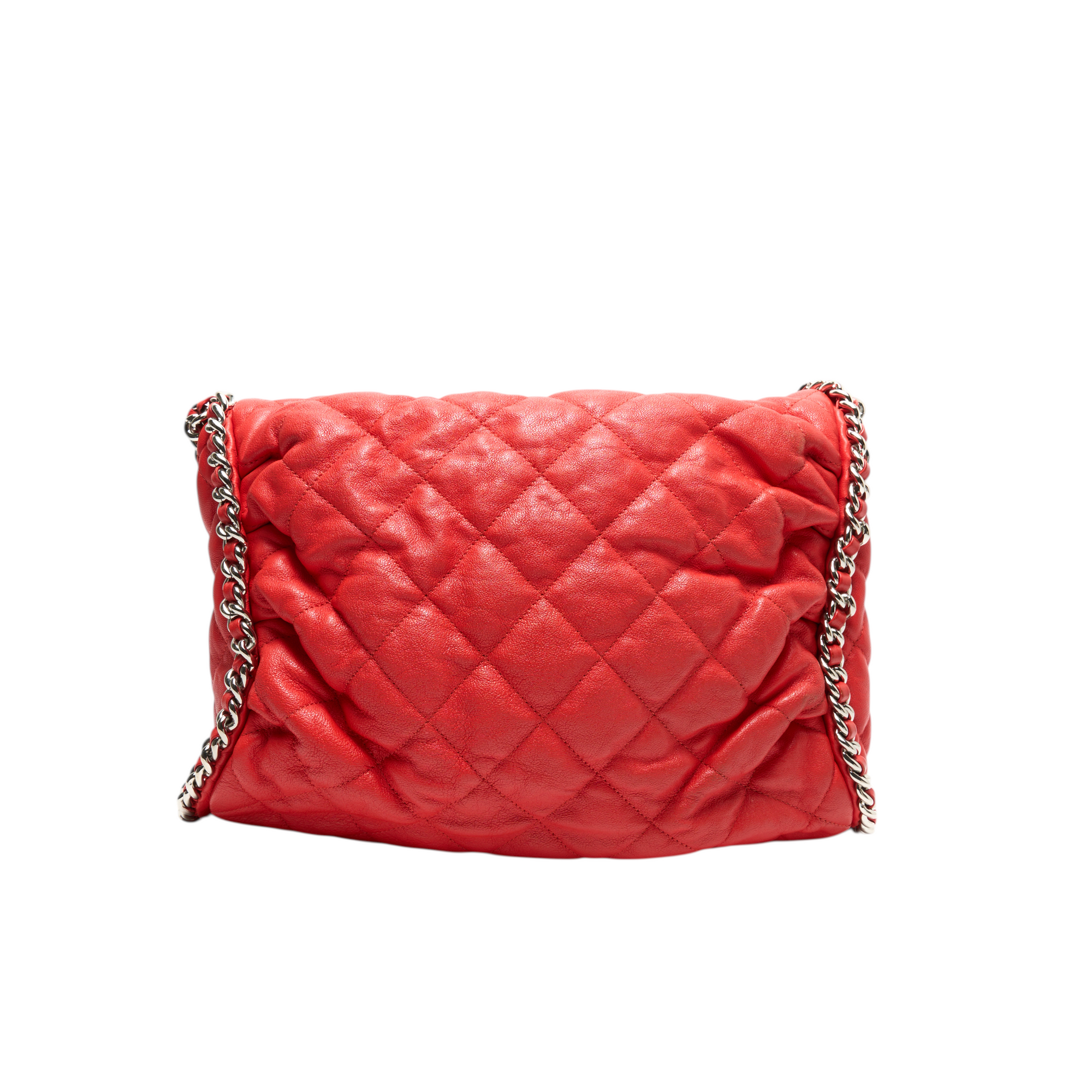 chanel 2000s red shoulder bag