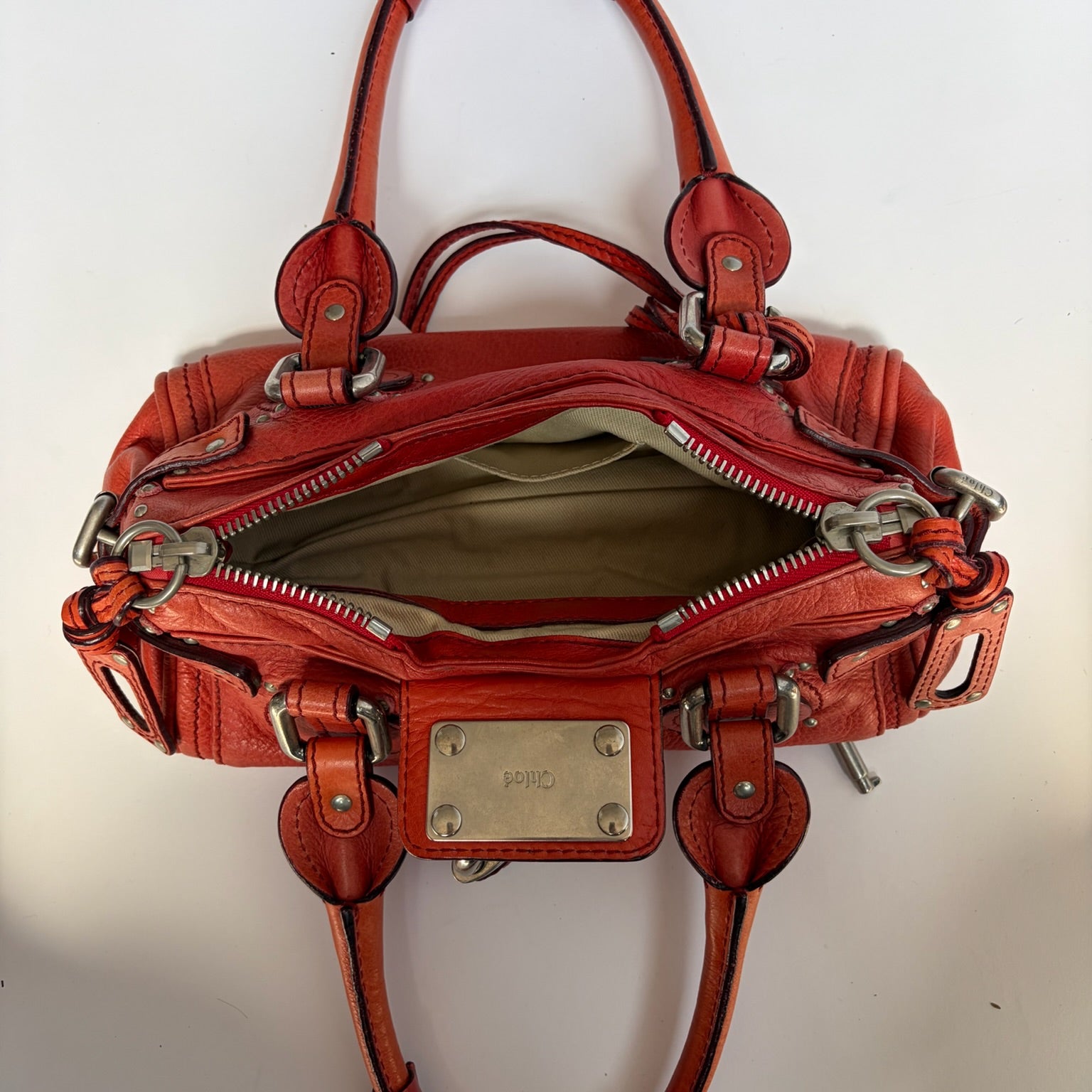 chloé 2000s orange mini paddington bag