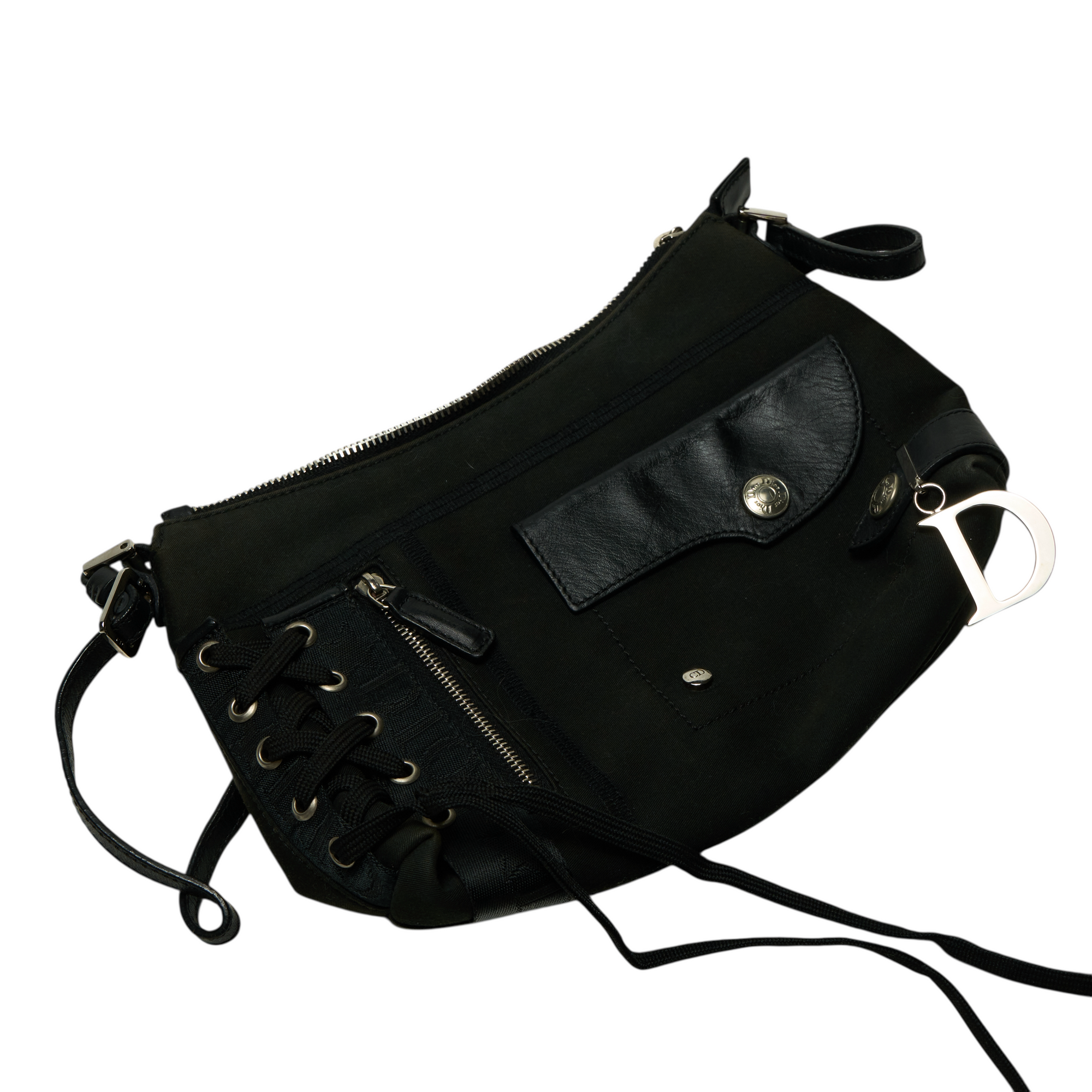 christian dior 2000s black lace shoulder bag
