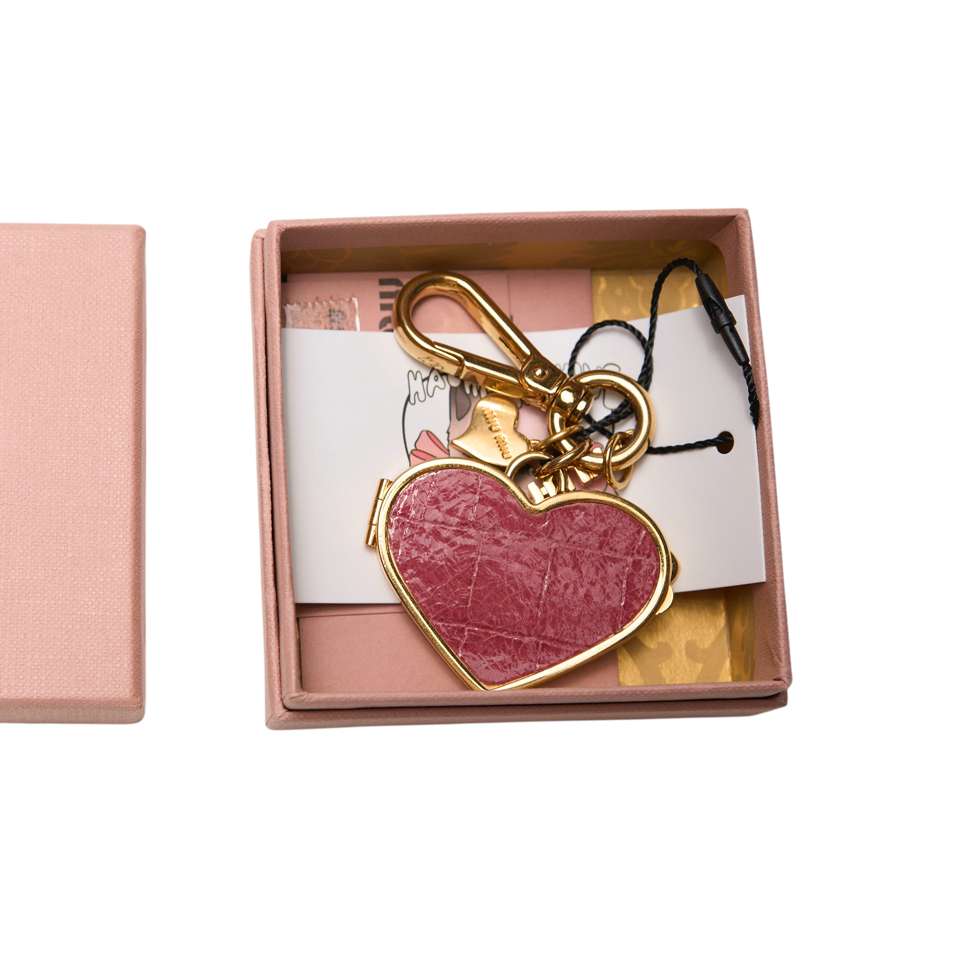 miu miu pink heart keychain