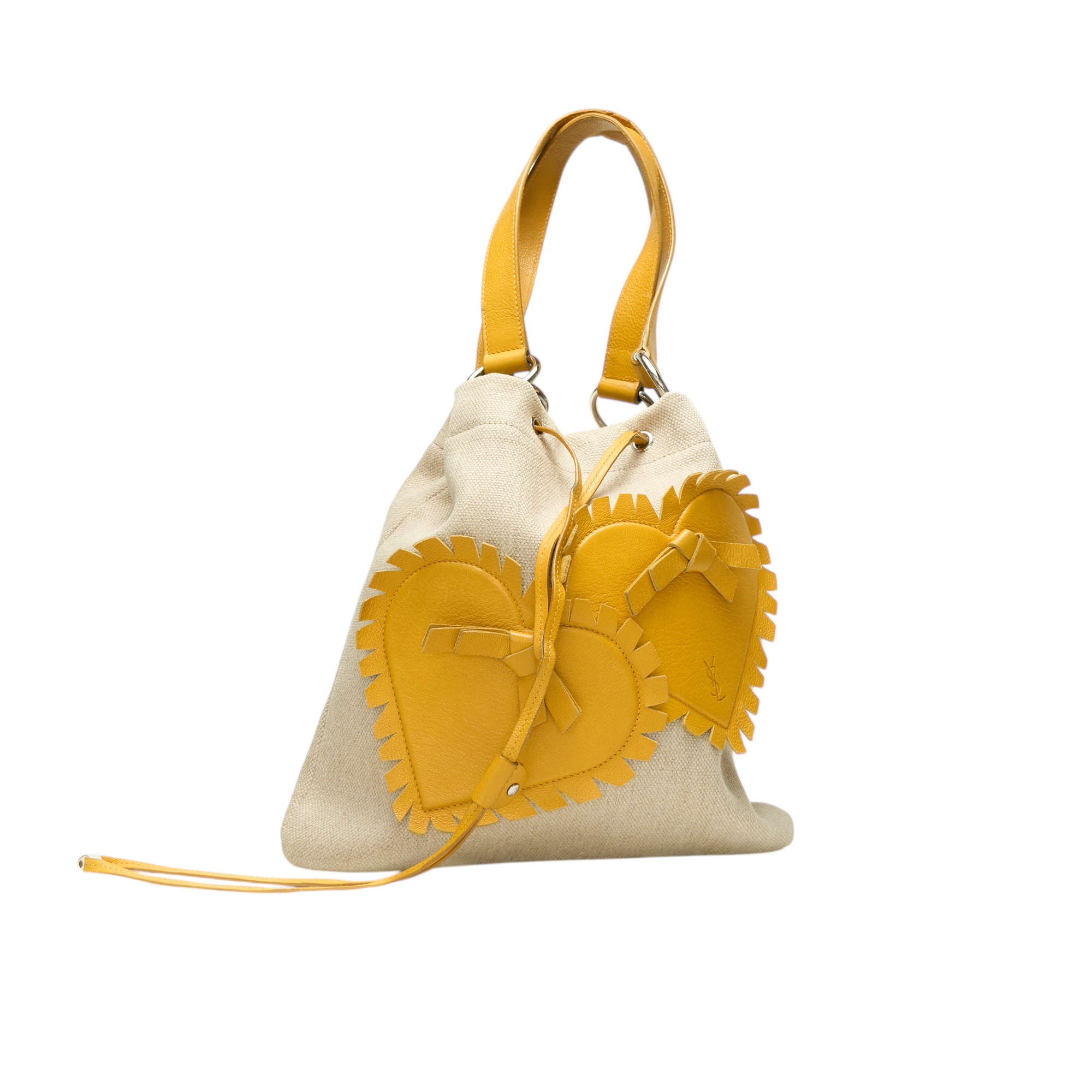 ysl 2000s yellow heart kahala tote bag
