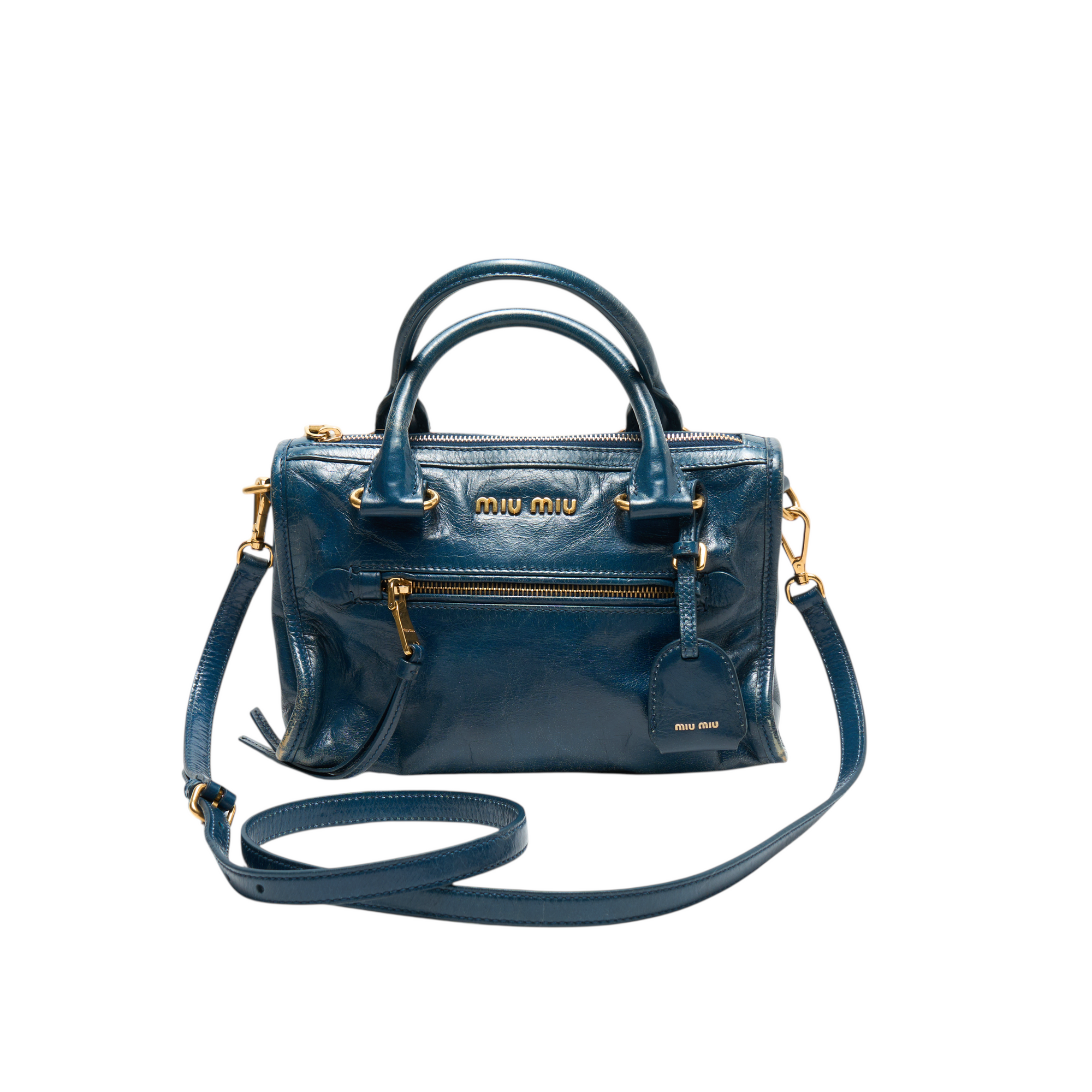 miu miu 2000s blue mini vitello bag