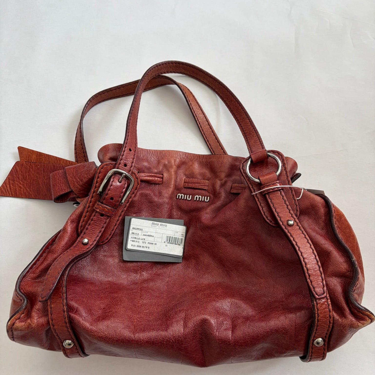 miu miu 2000s burnt red ruched bag