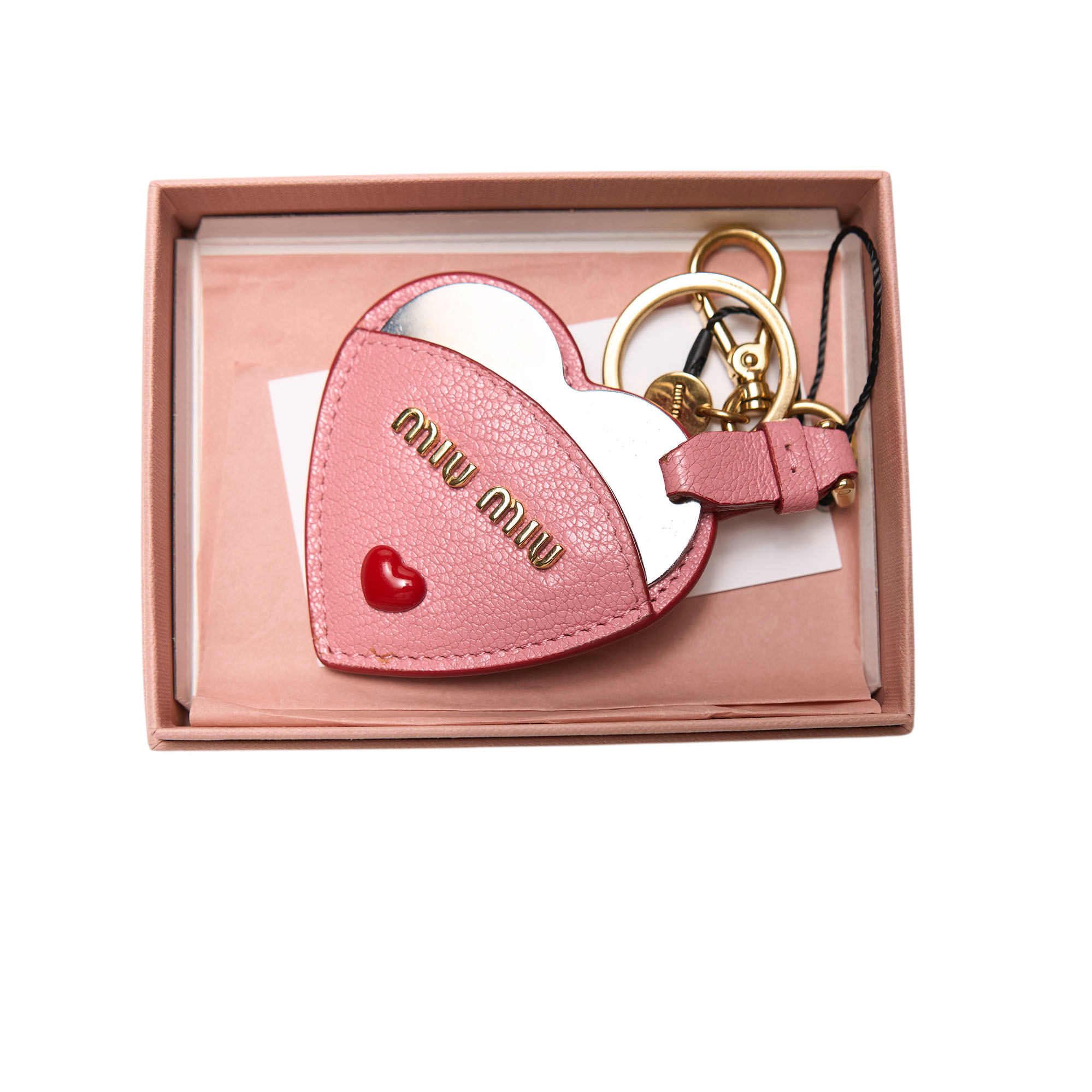 miu miu pink heart bag charm