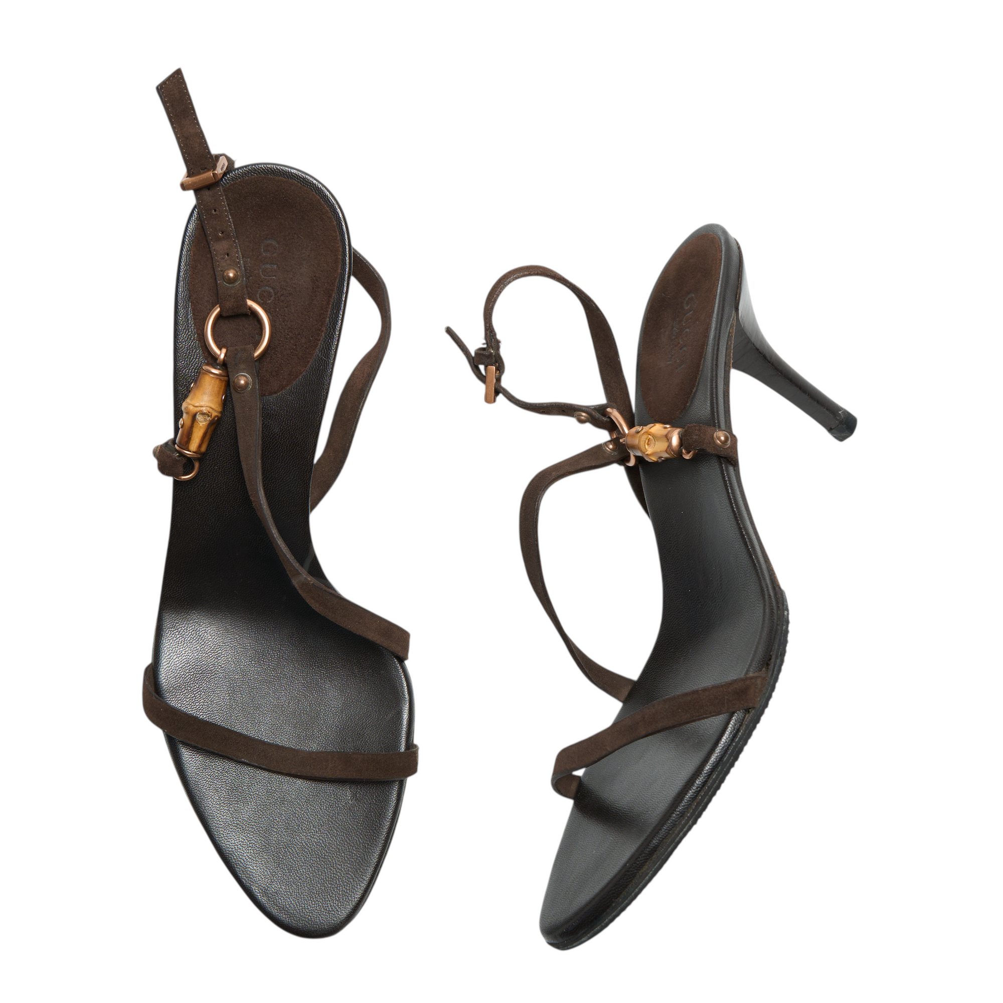 gucci 2000s brown bamboo heels